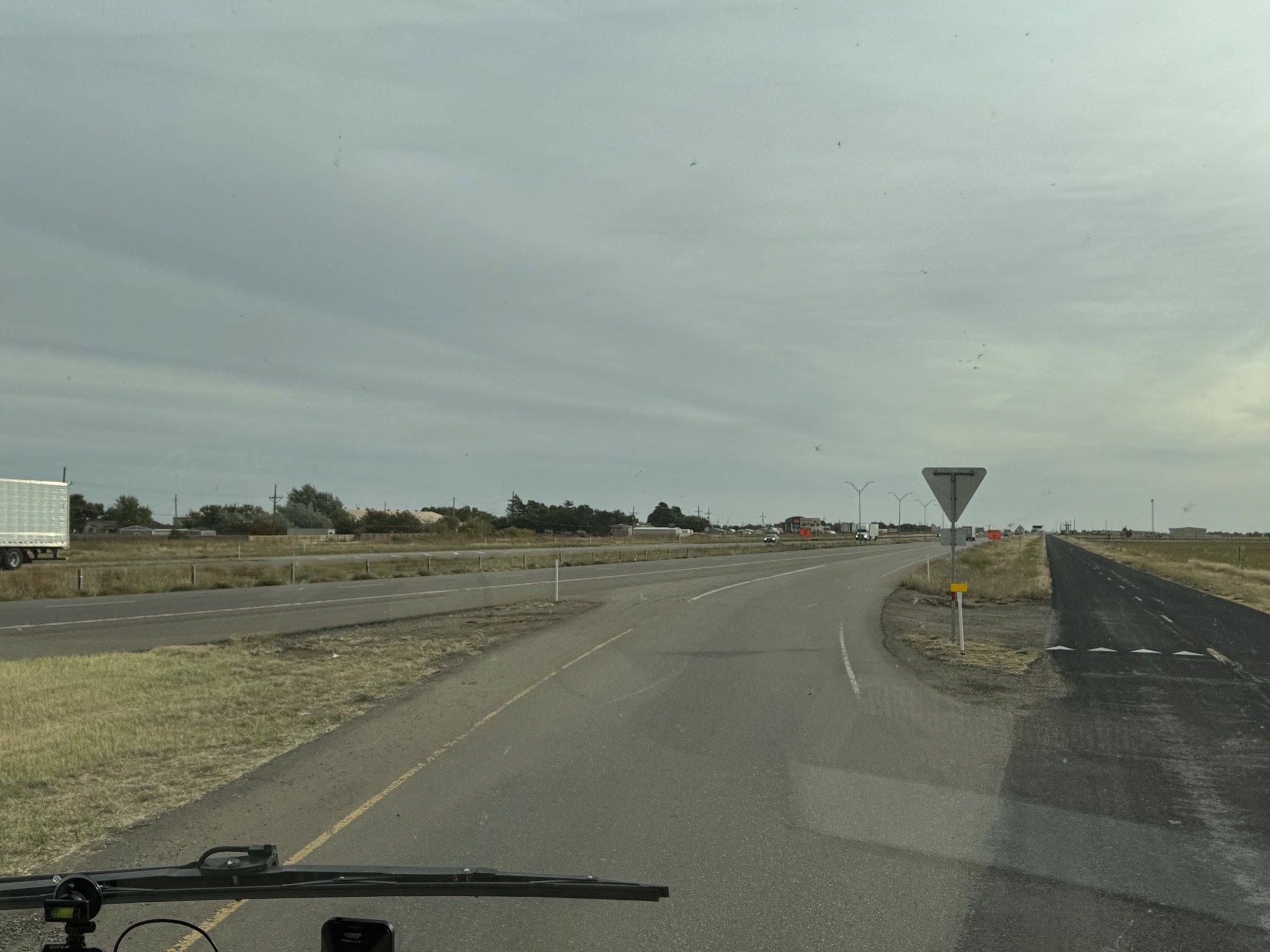 Texas service road with onramps to freeway