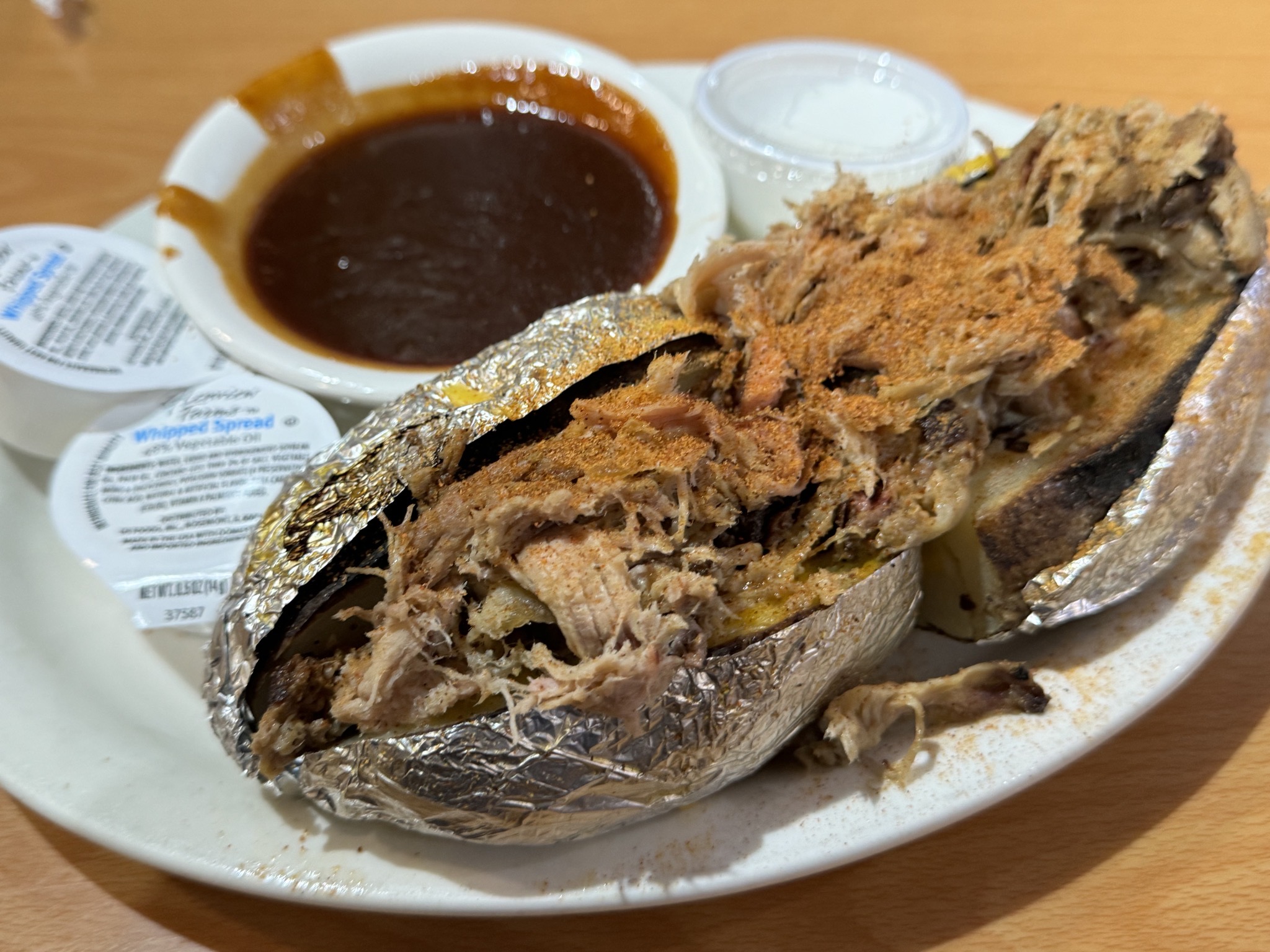 Baked potatoes and pulled pork