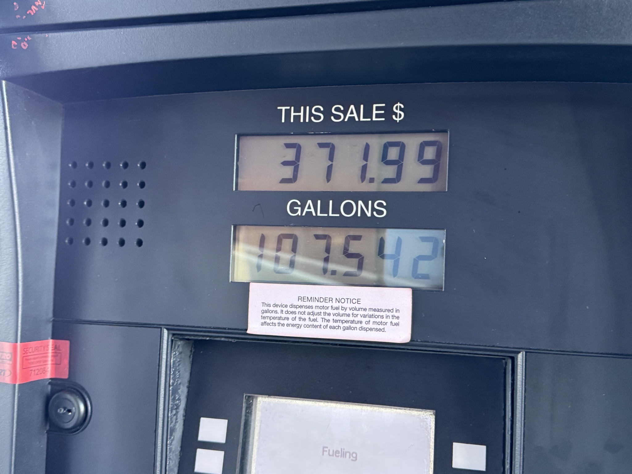 $371.99 for 107 gallons of diesel