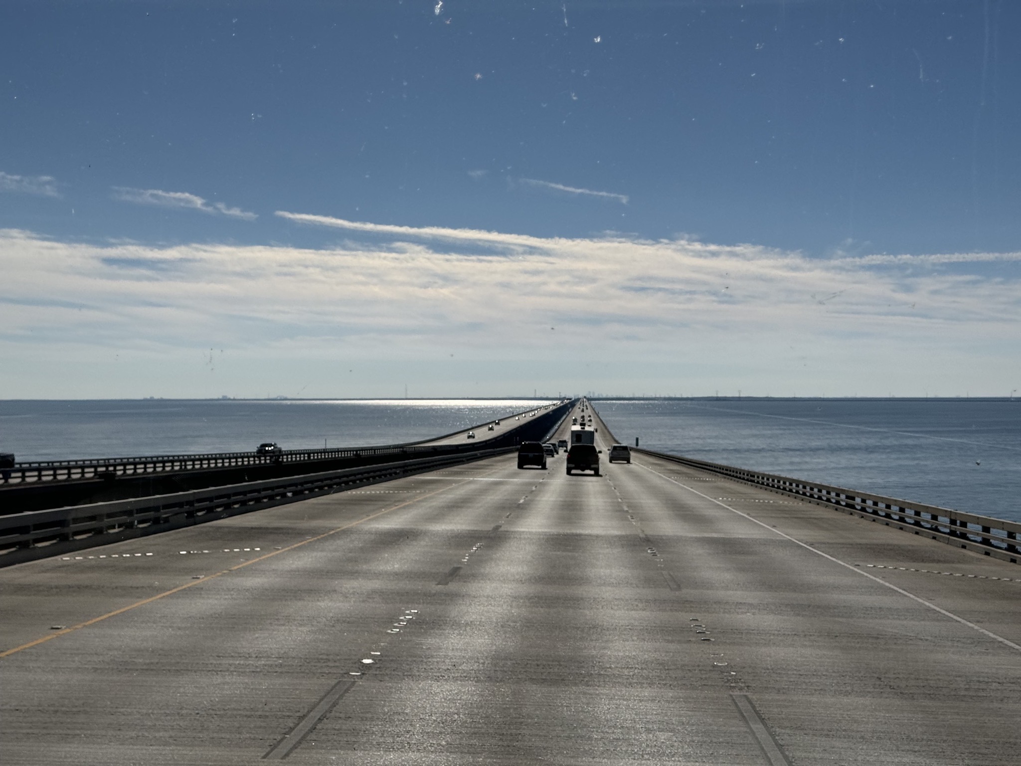 Twin span bridge over Lake Pontchartrain