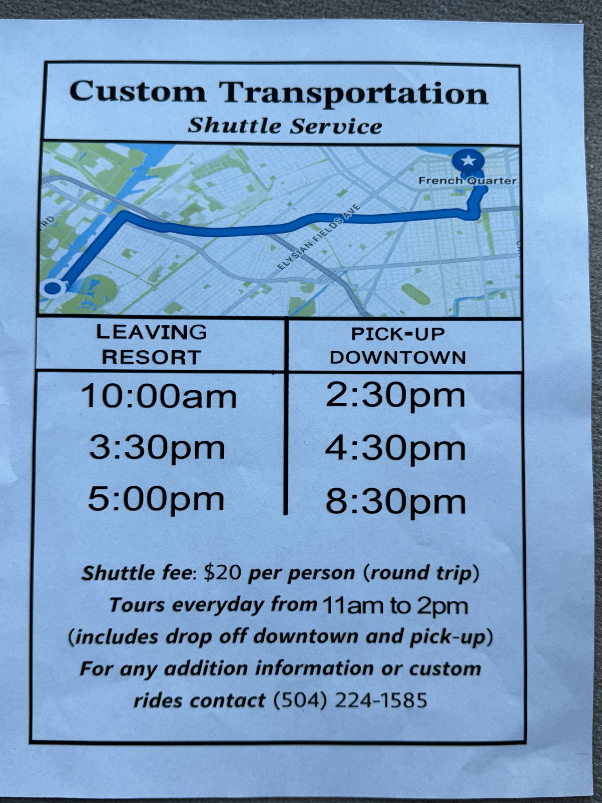 Shuttle info