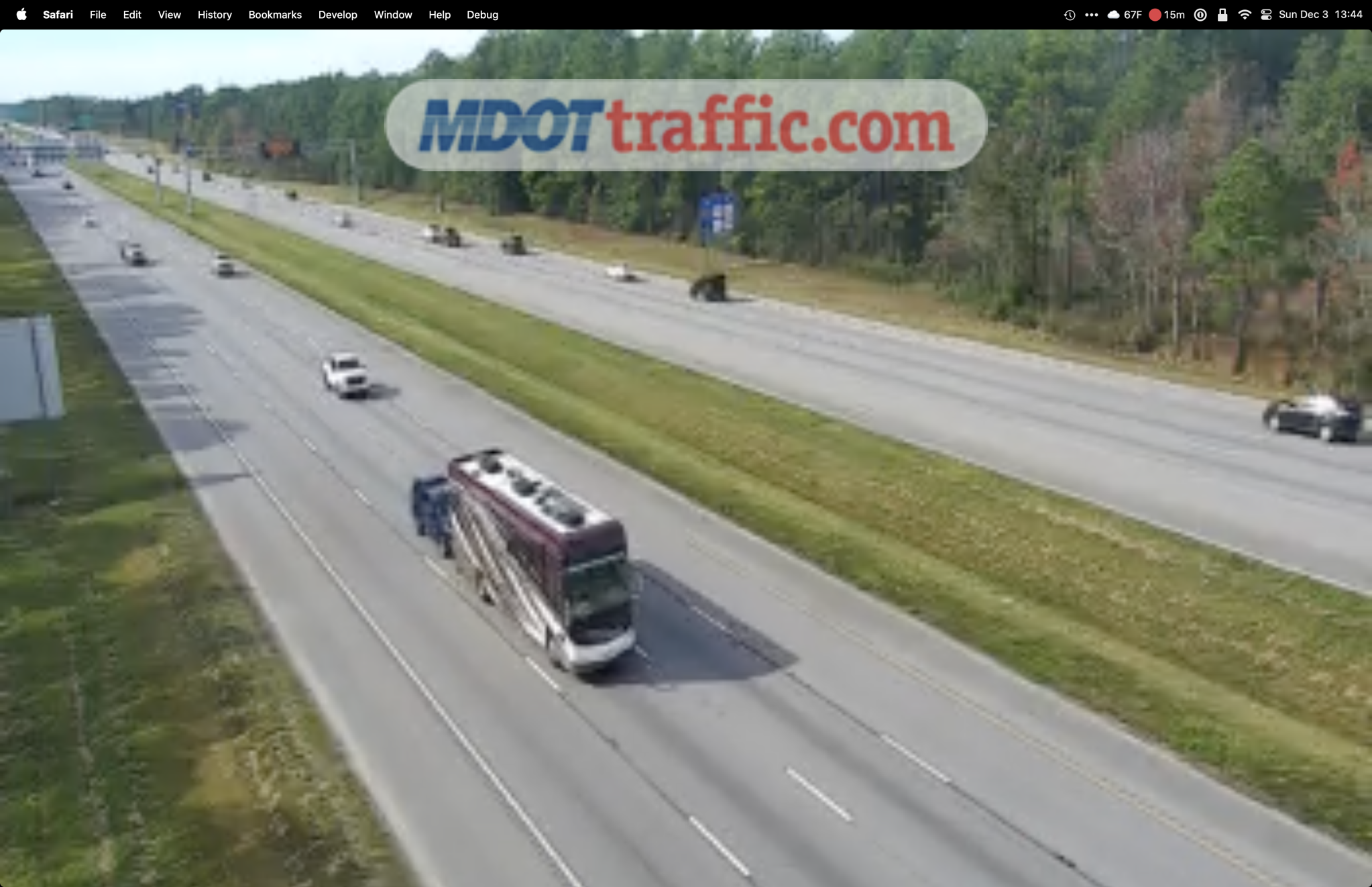 Our coach via traffic camera