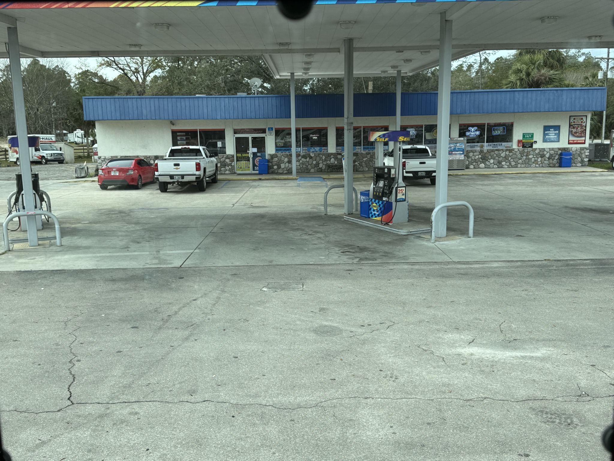 Stop in front of gas station