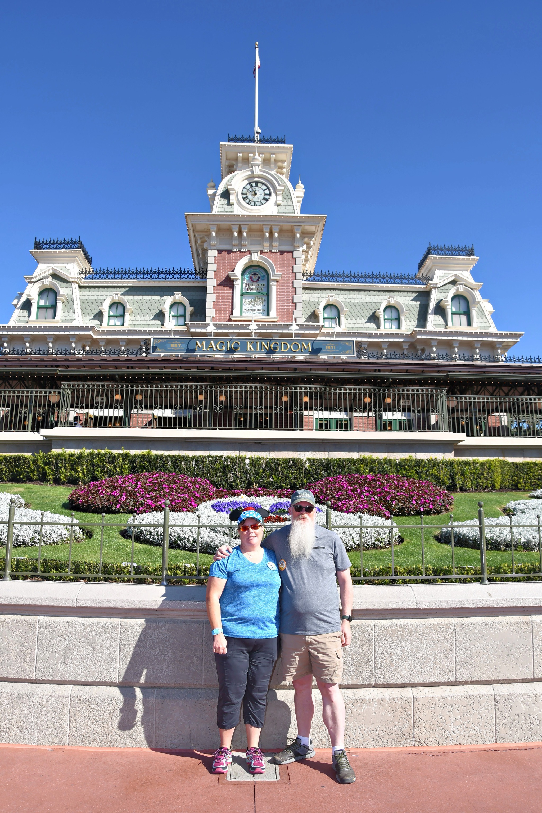 Jenn and David in front of railway station