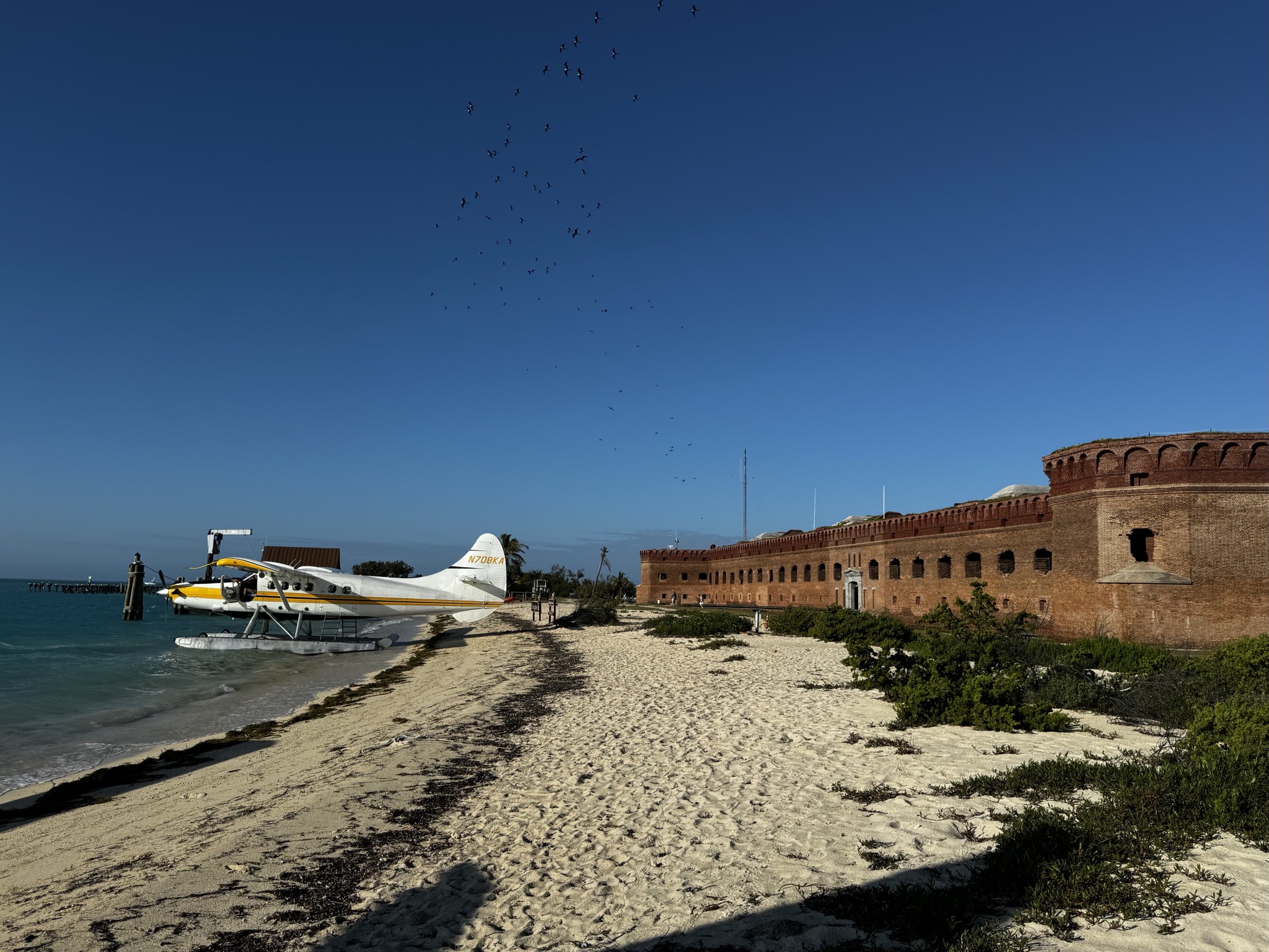 Seaplane and fort