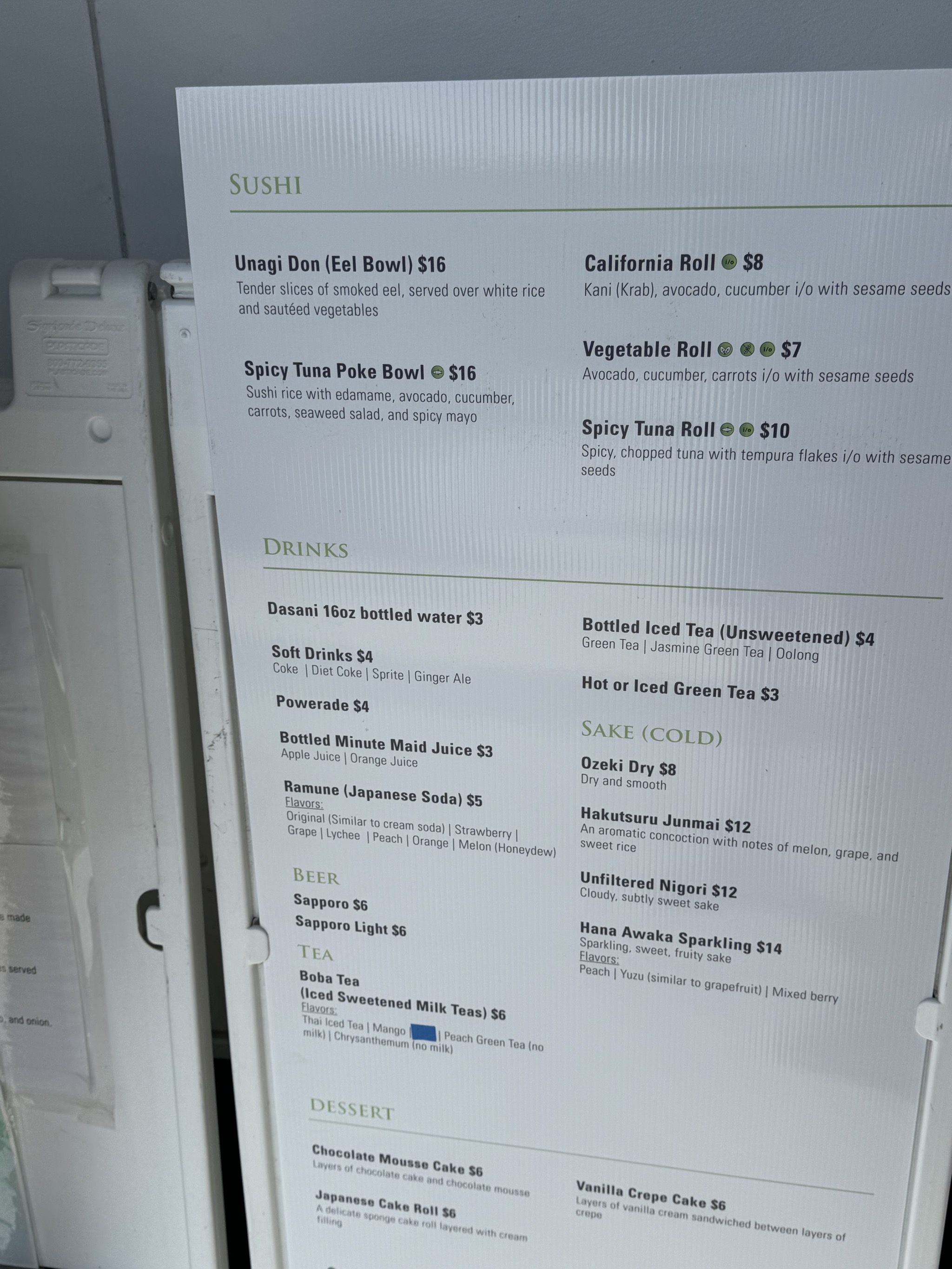 Cafe menu