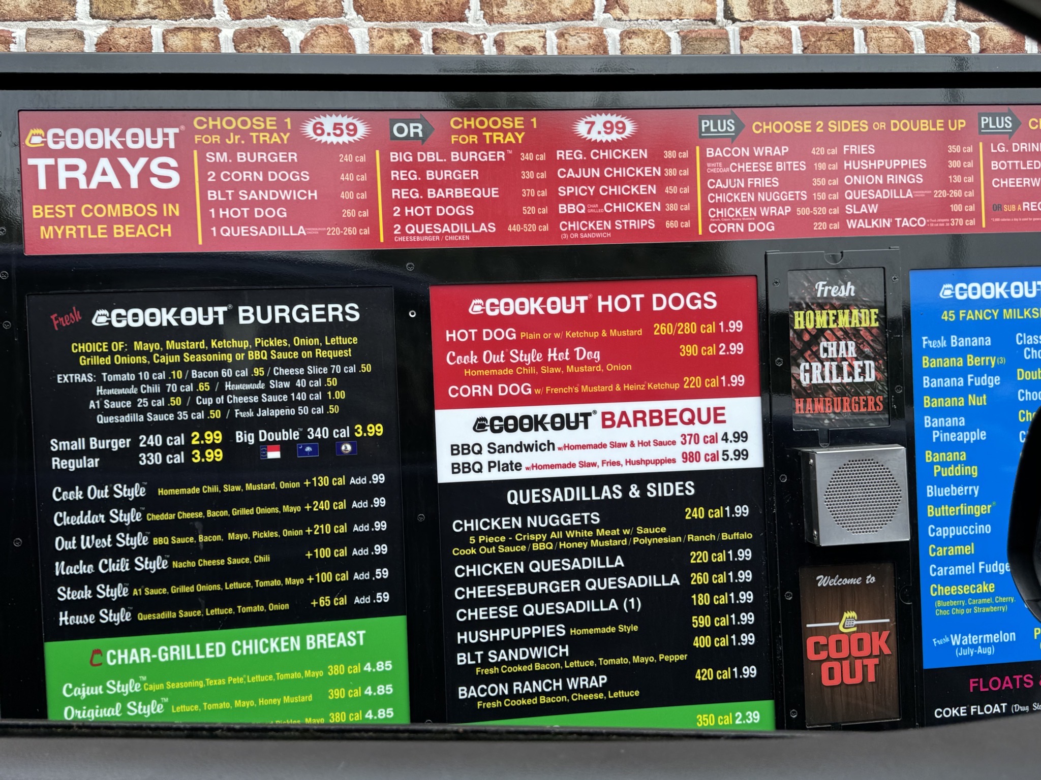 Cook Out menu