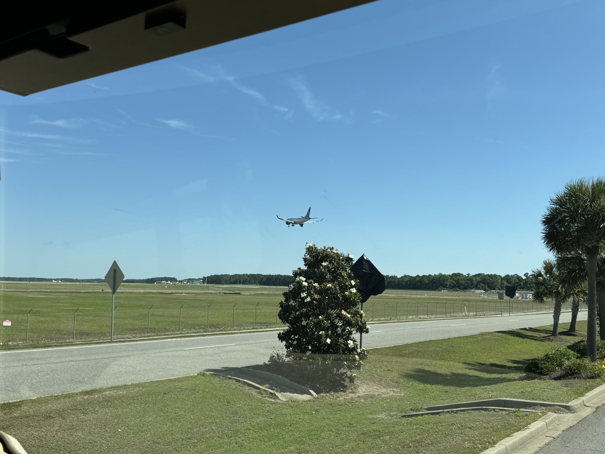 Plane landing at airport