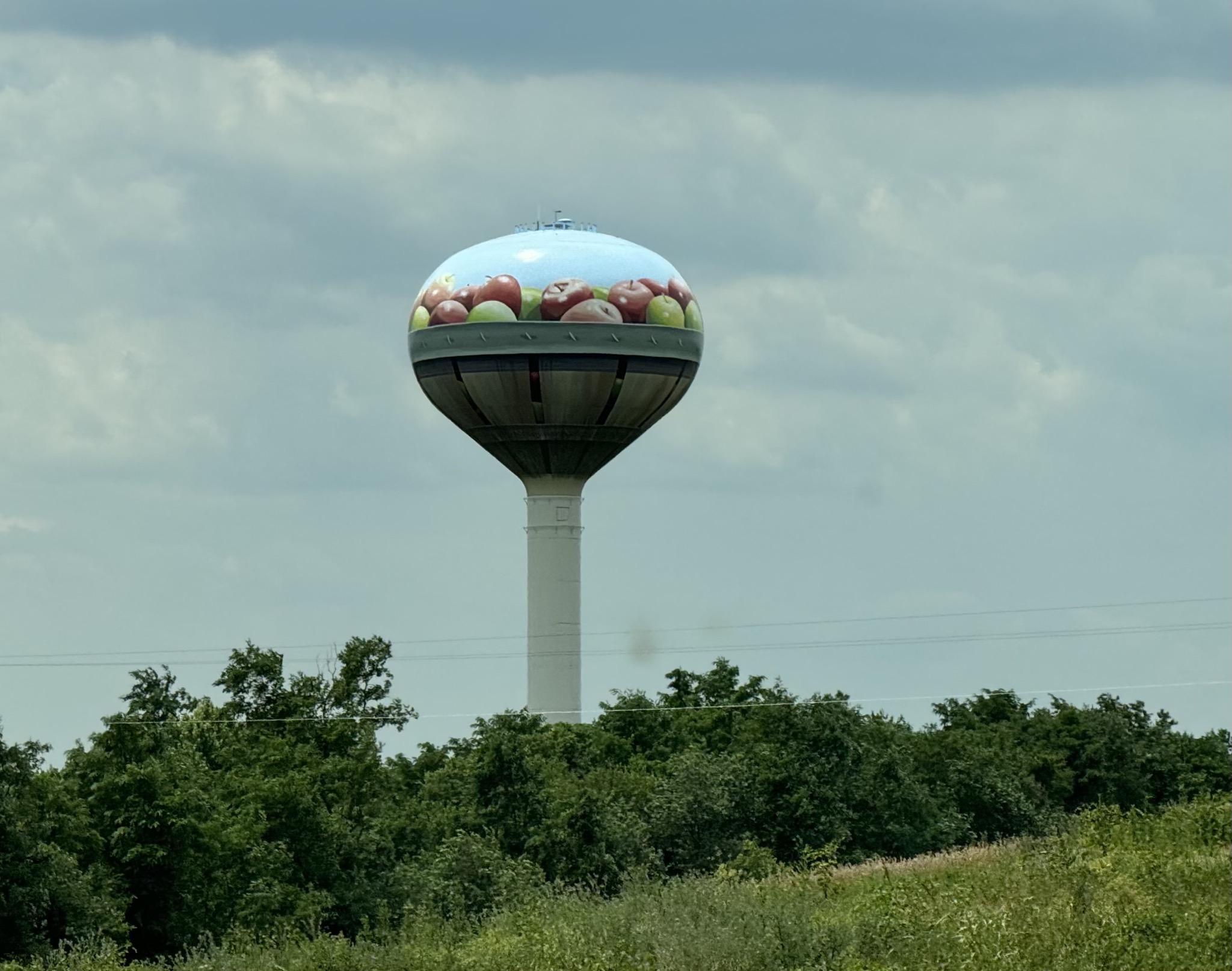 Apples on water tower