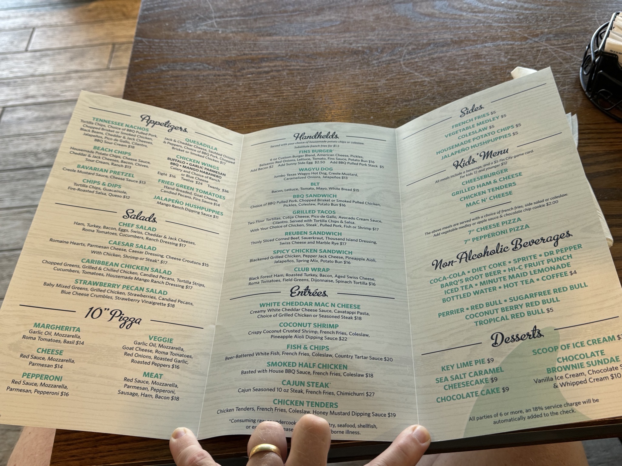Restaurant menu