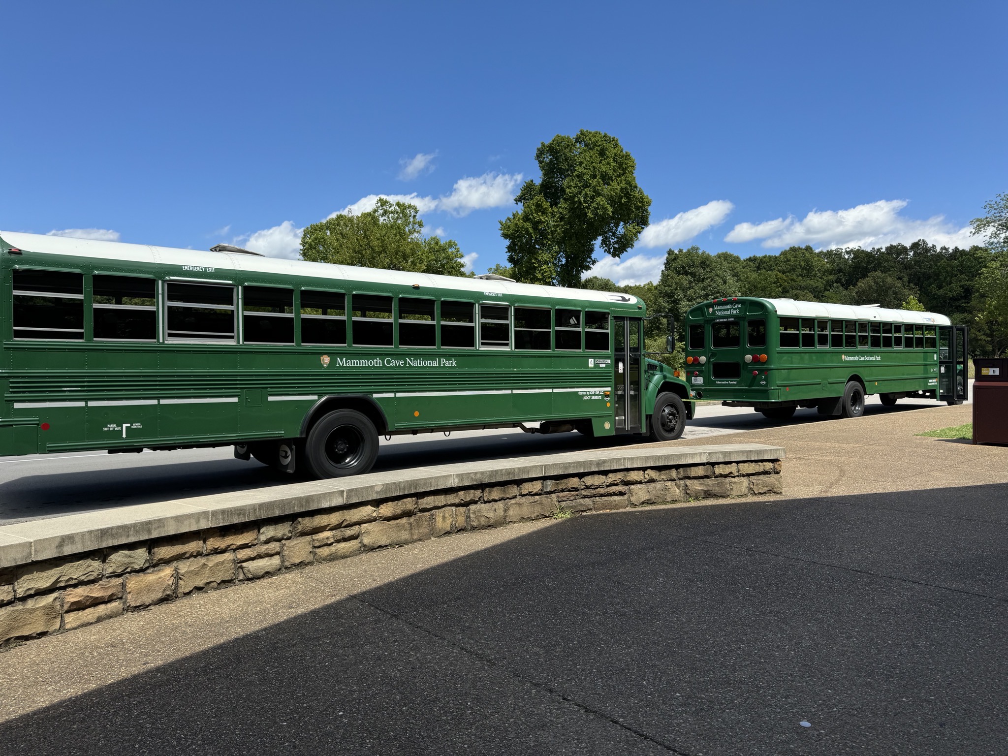 Buses to a cave entrance