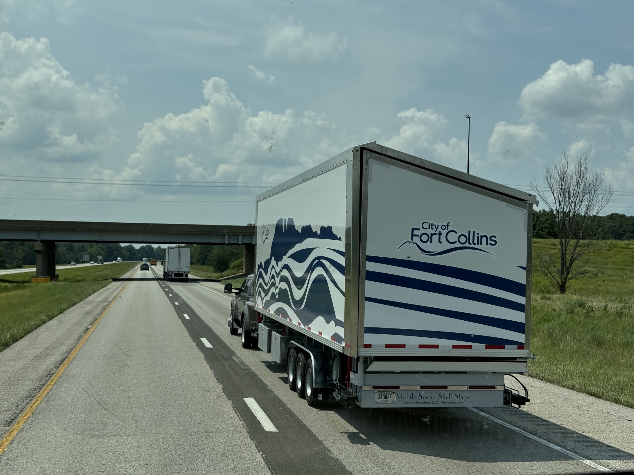 An interestingly shaped trailer (a mobile stage)