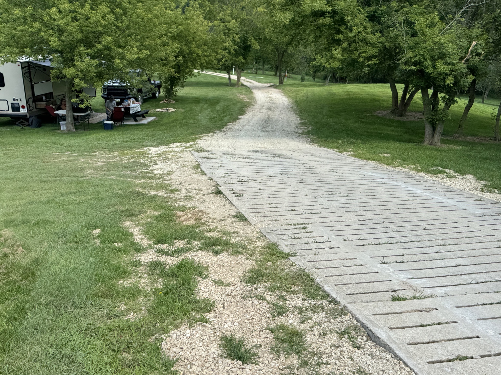 Steep road to river