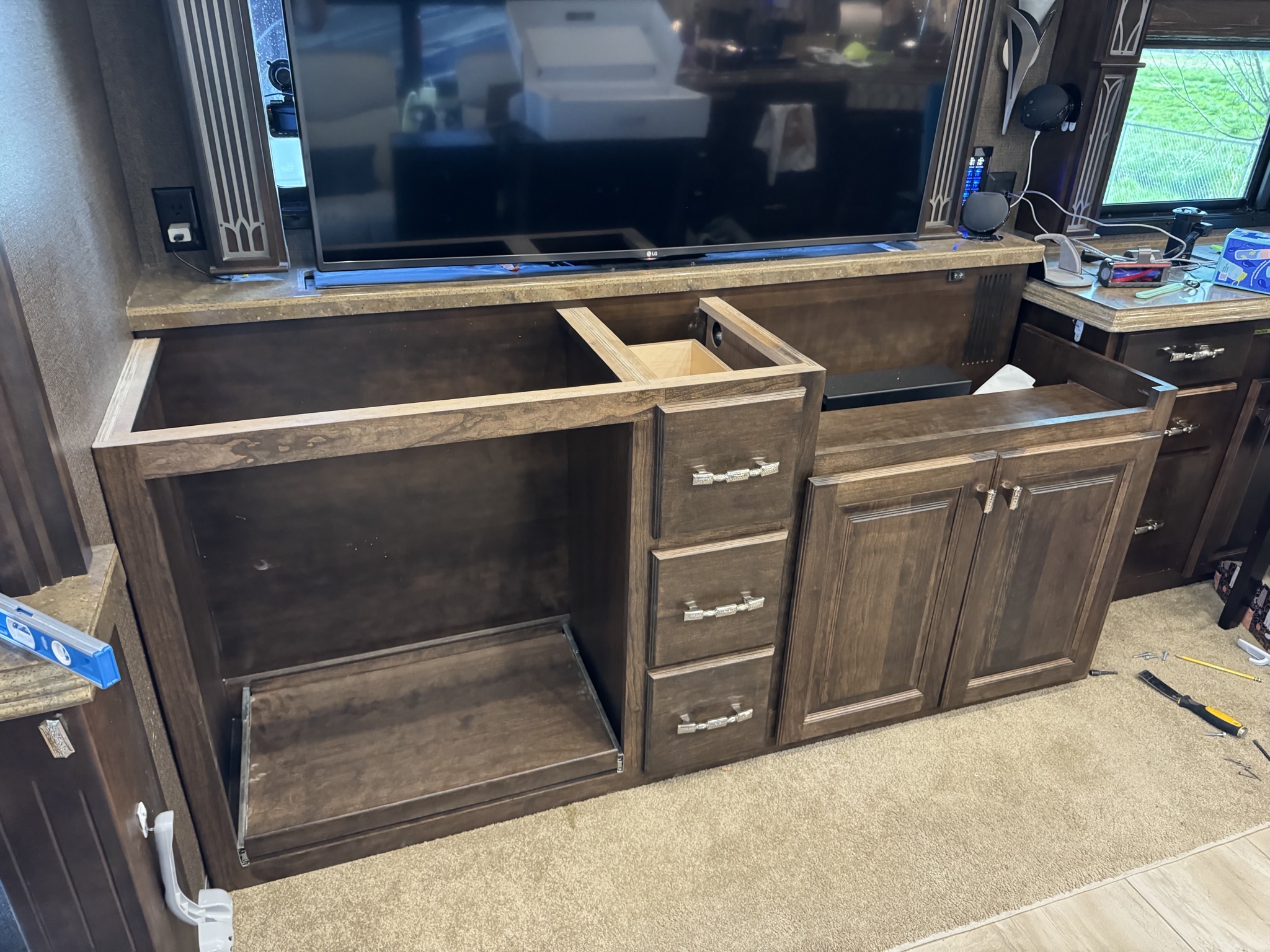 Desk in place