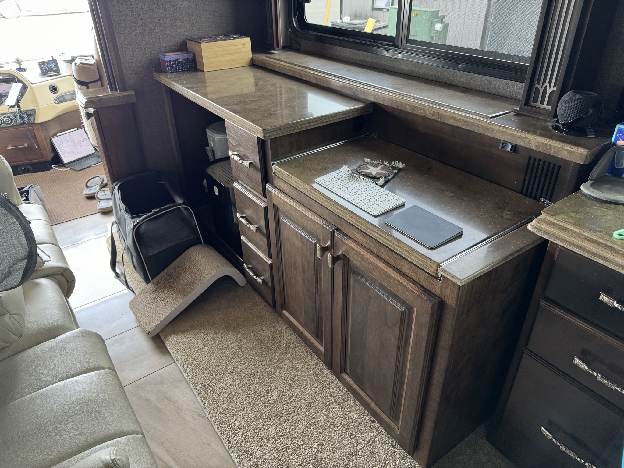 Desk with slides in