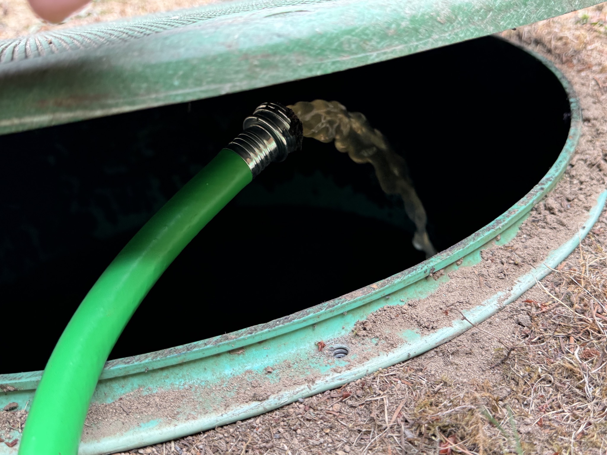 Hose into septic
