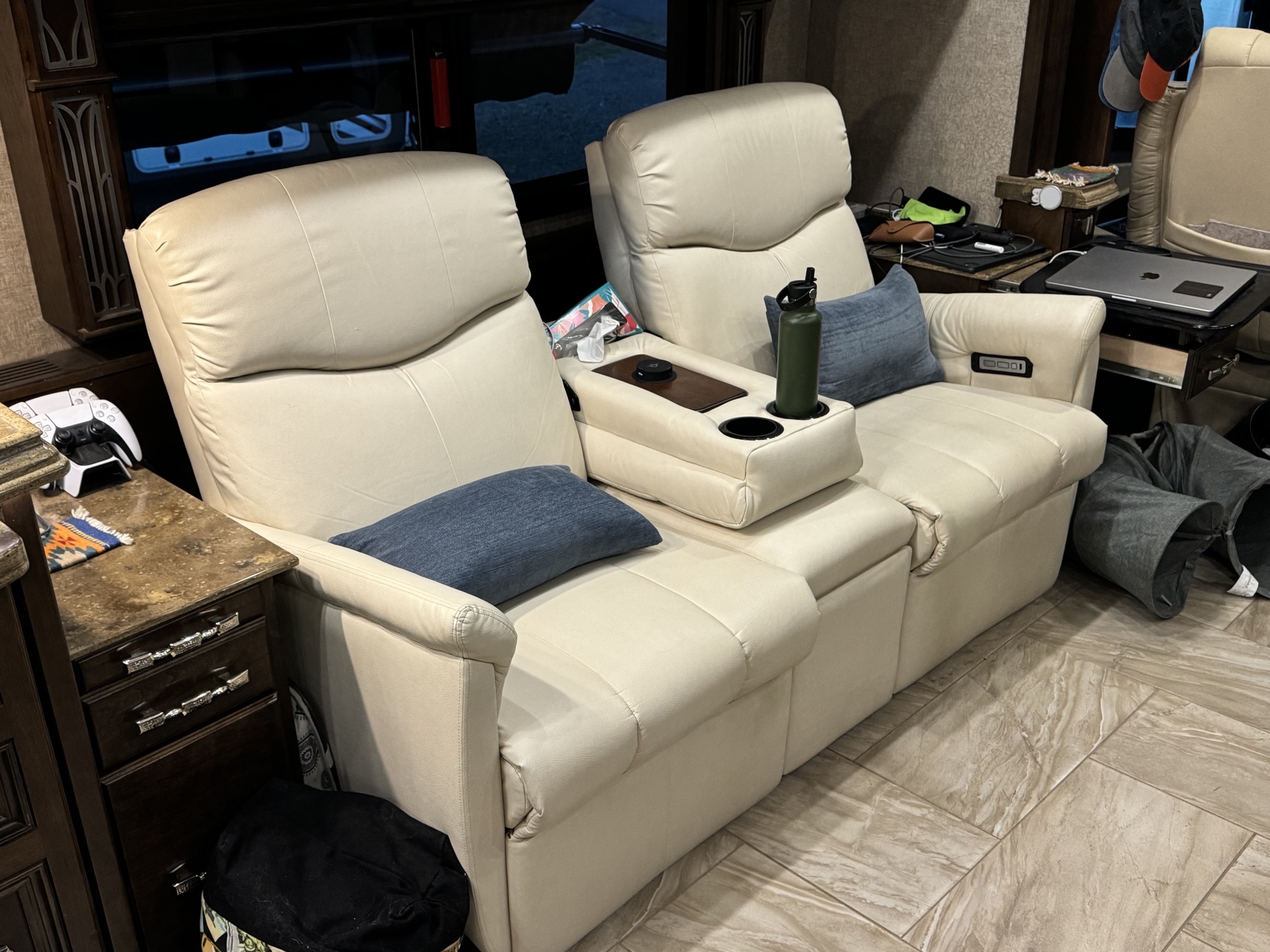 Theater seating and side tables