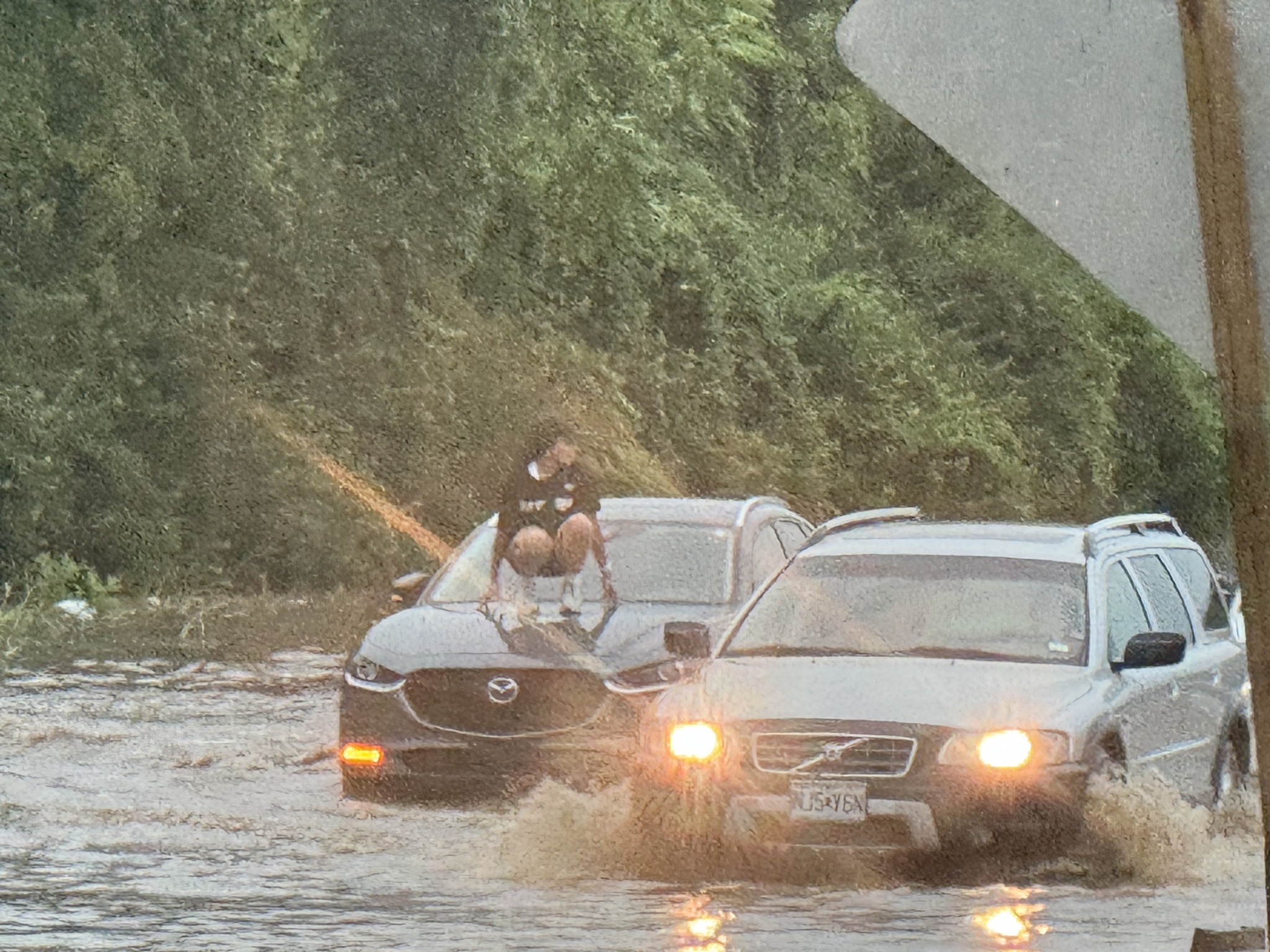 Flooded freeway