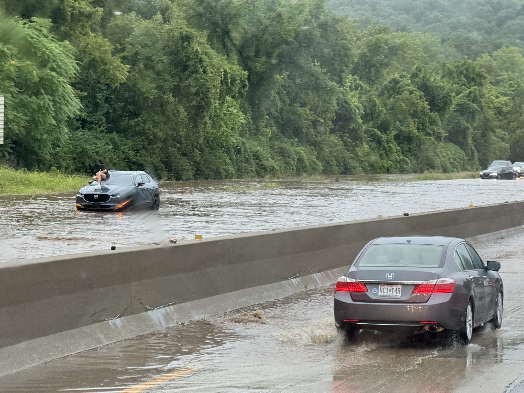 Flooded freeway