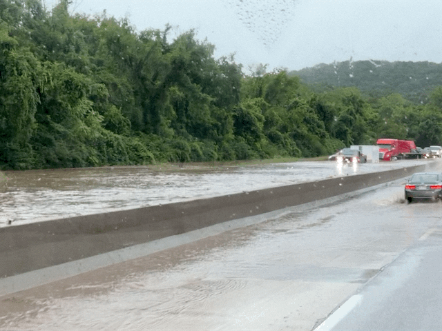 Flooded freeway