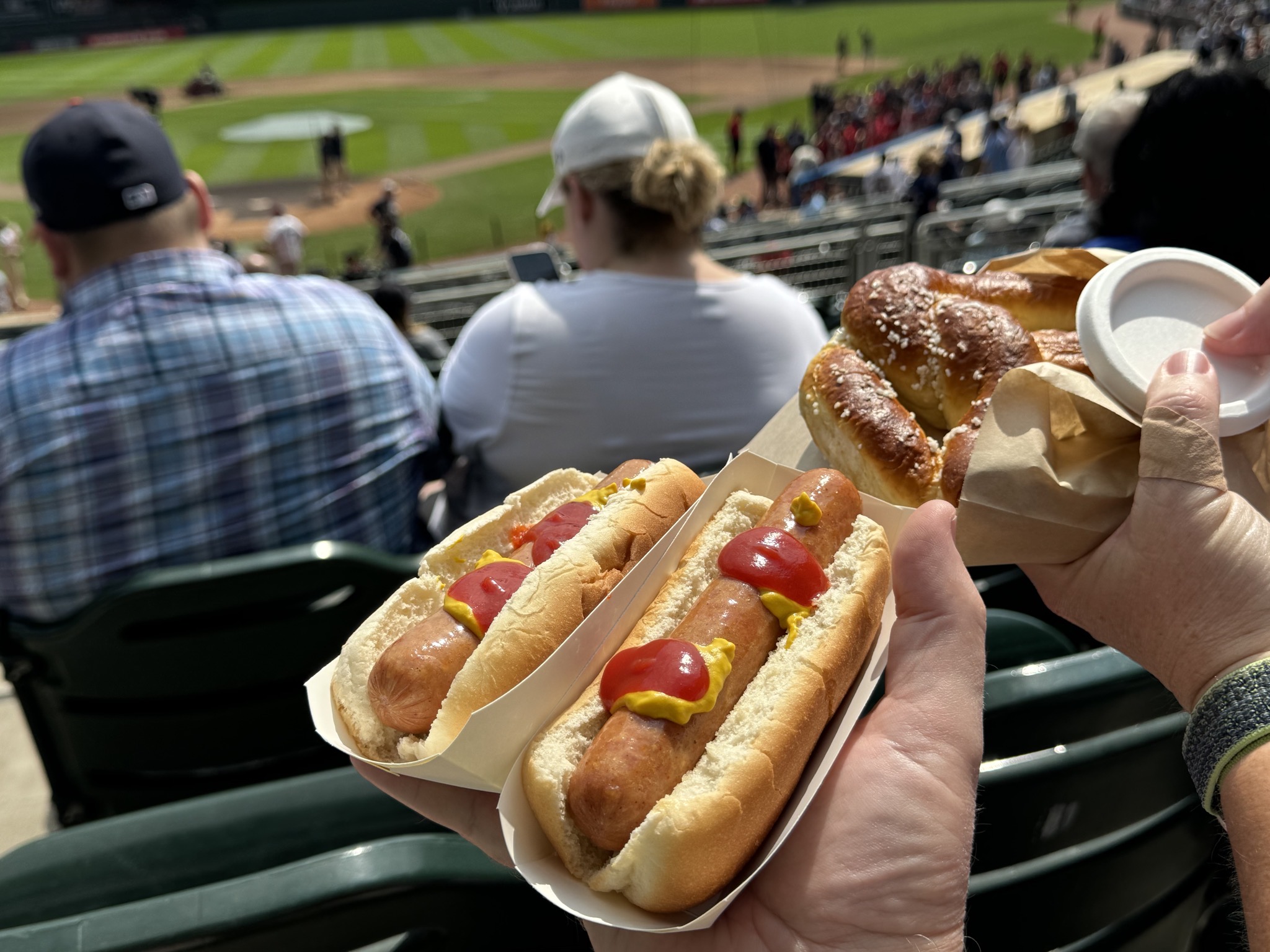 Hot dogs and pretzel