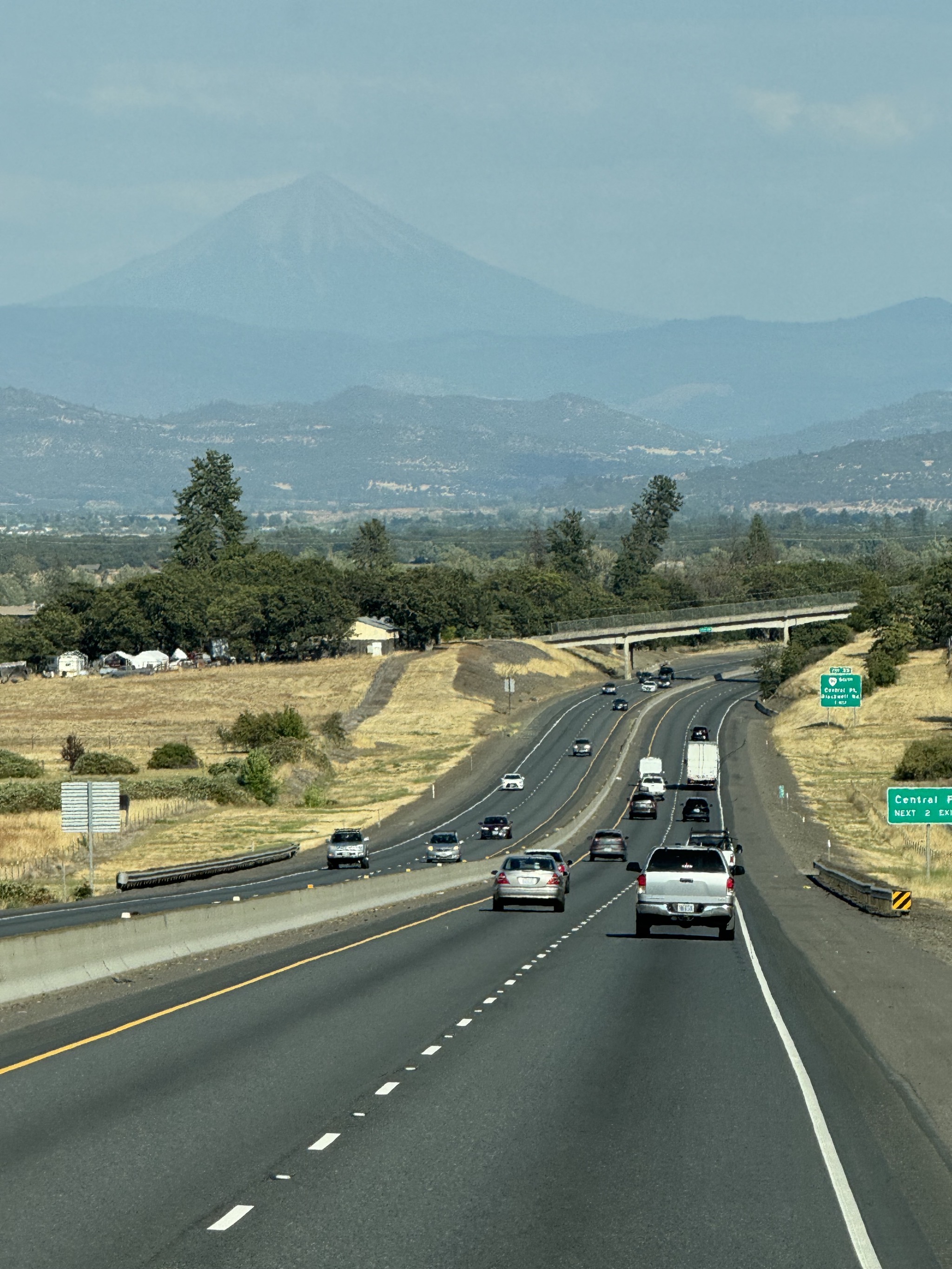 Glimpse of Mount Shasta from I-5 South