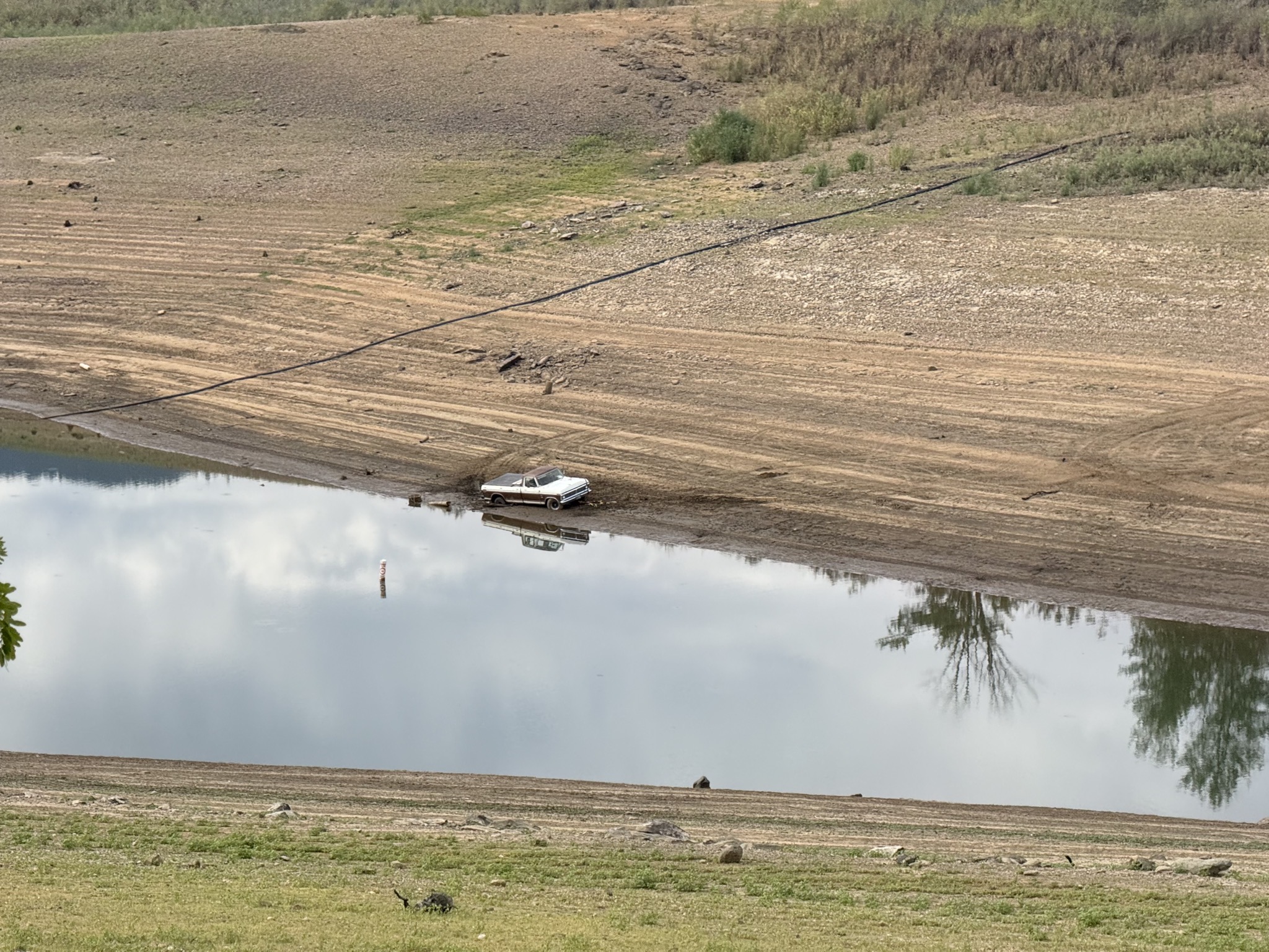 A truck stuck in the mud