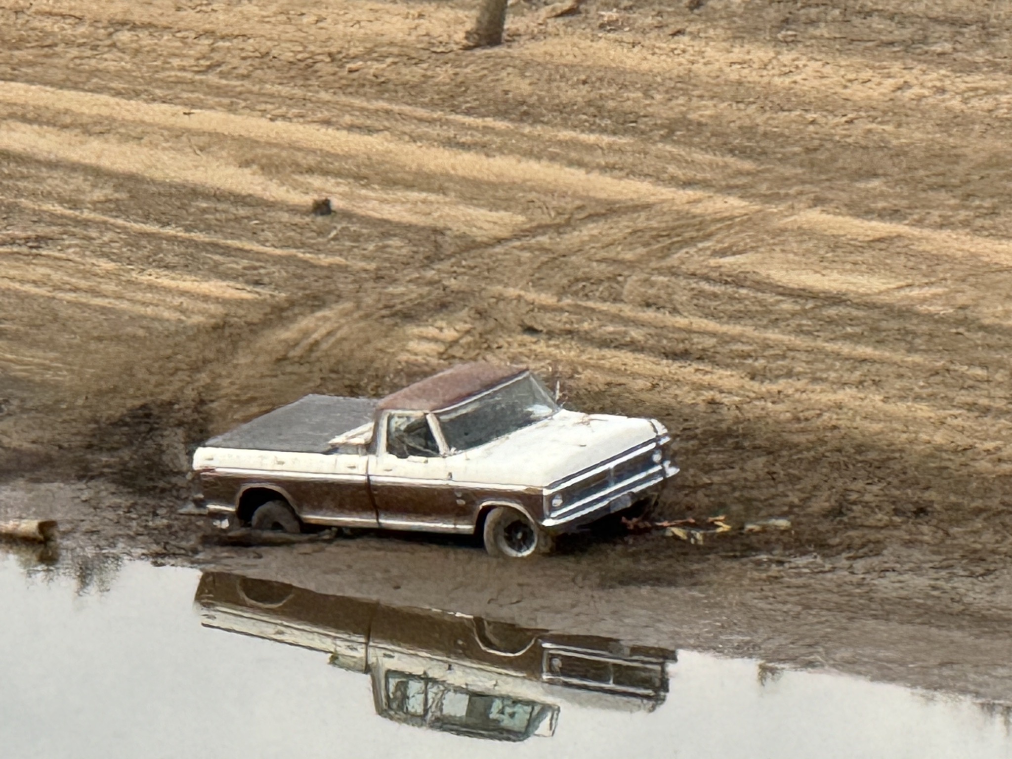 A truck stuck in the mud