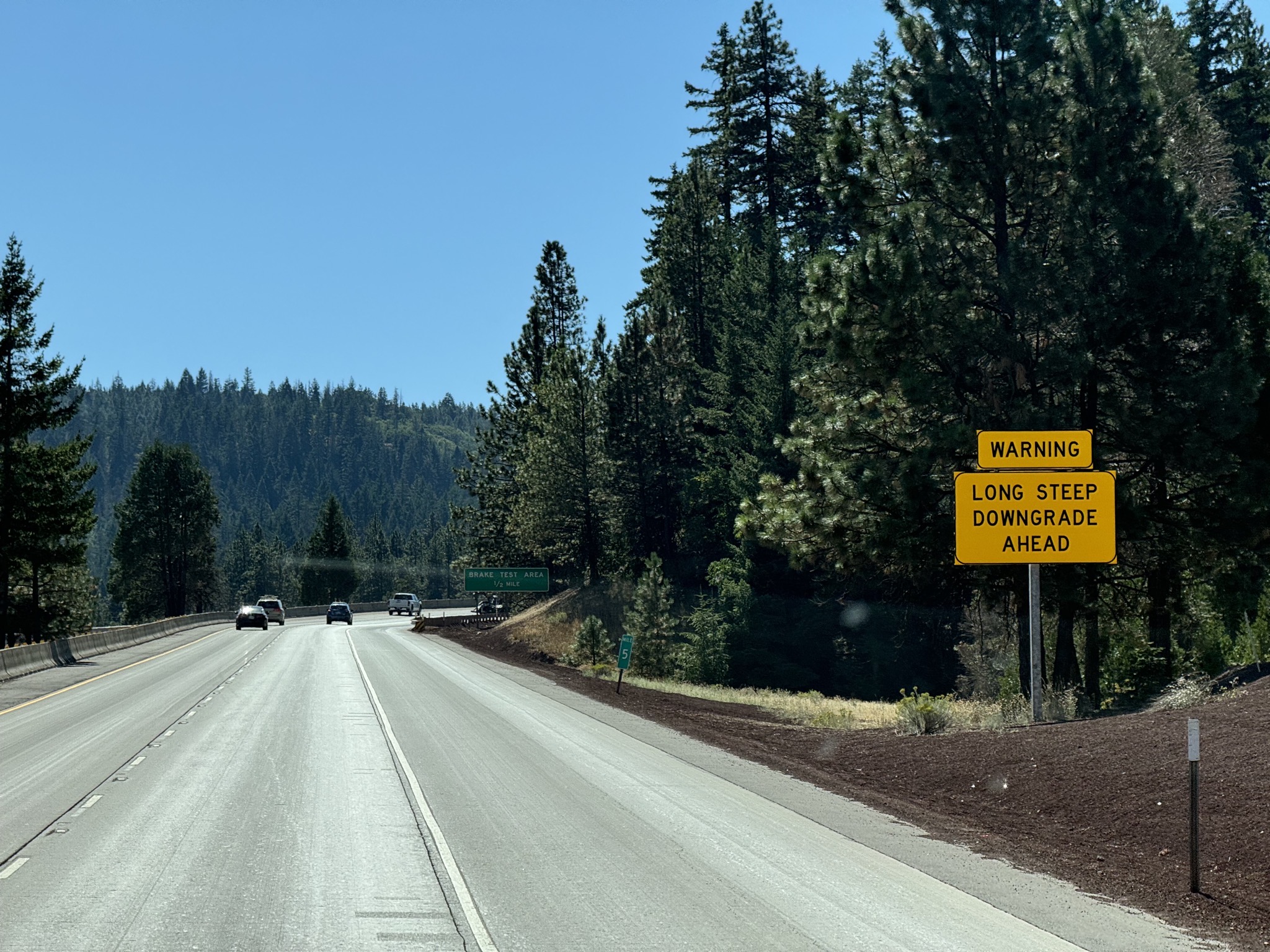 Long steep downgrade ahead