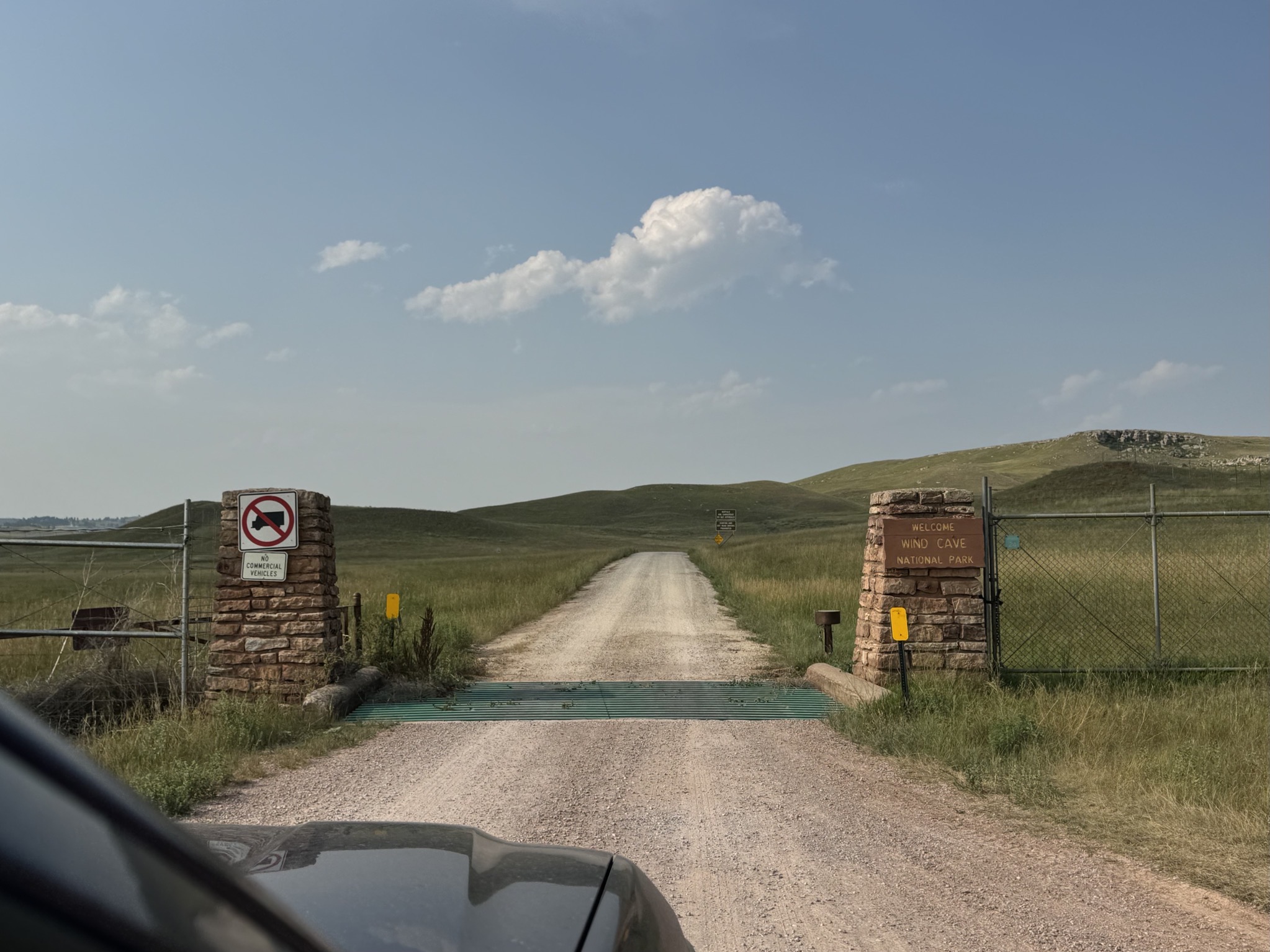 Dirt road entrance to Wind Cave National Park