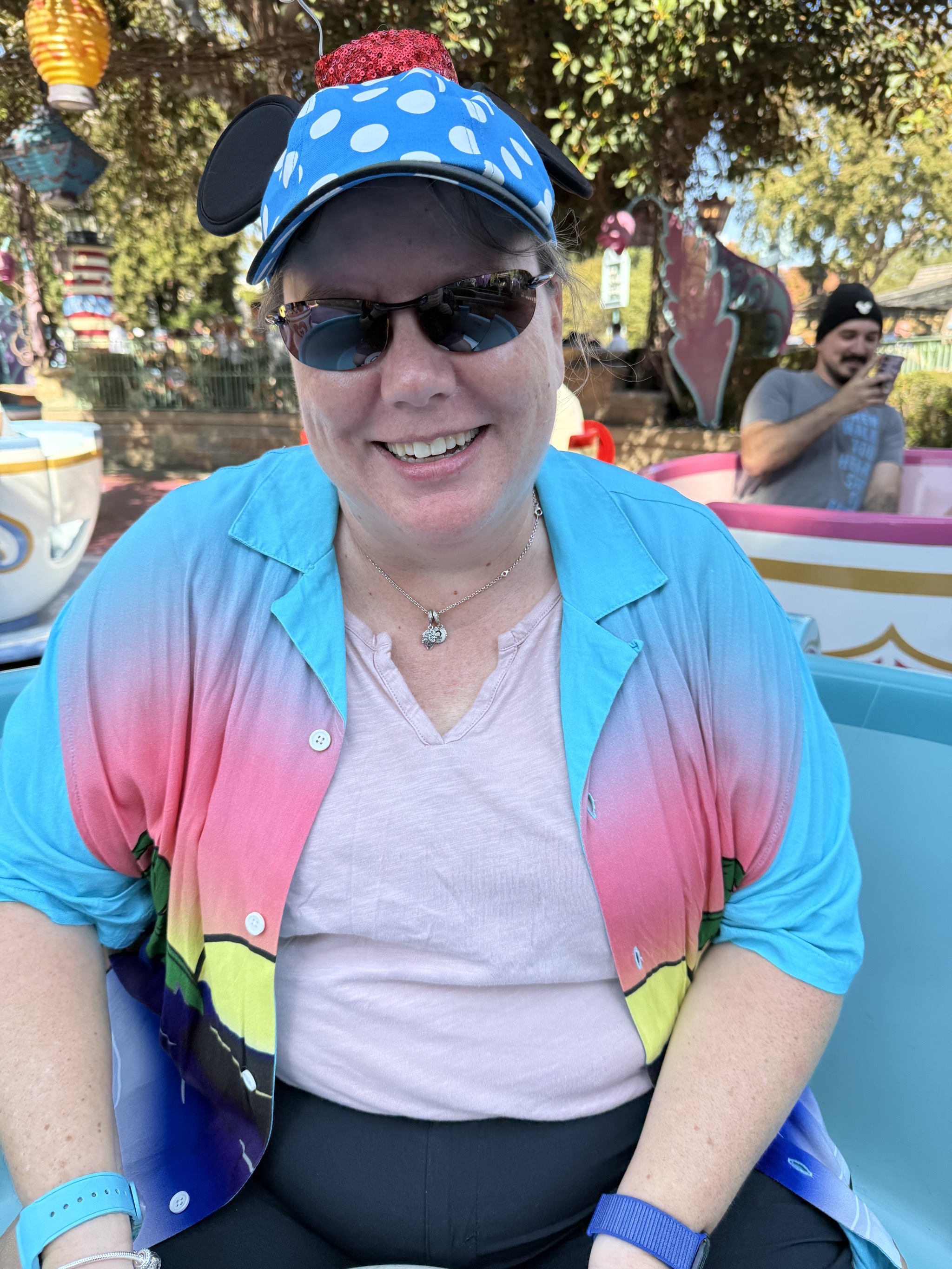 Jenn during the teacup ride