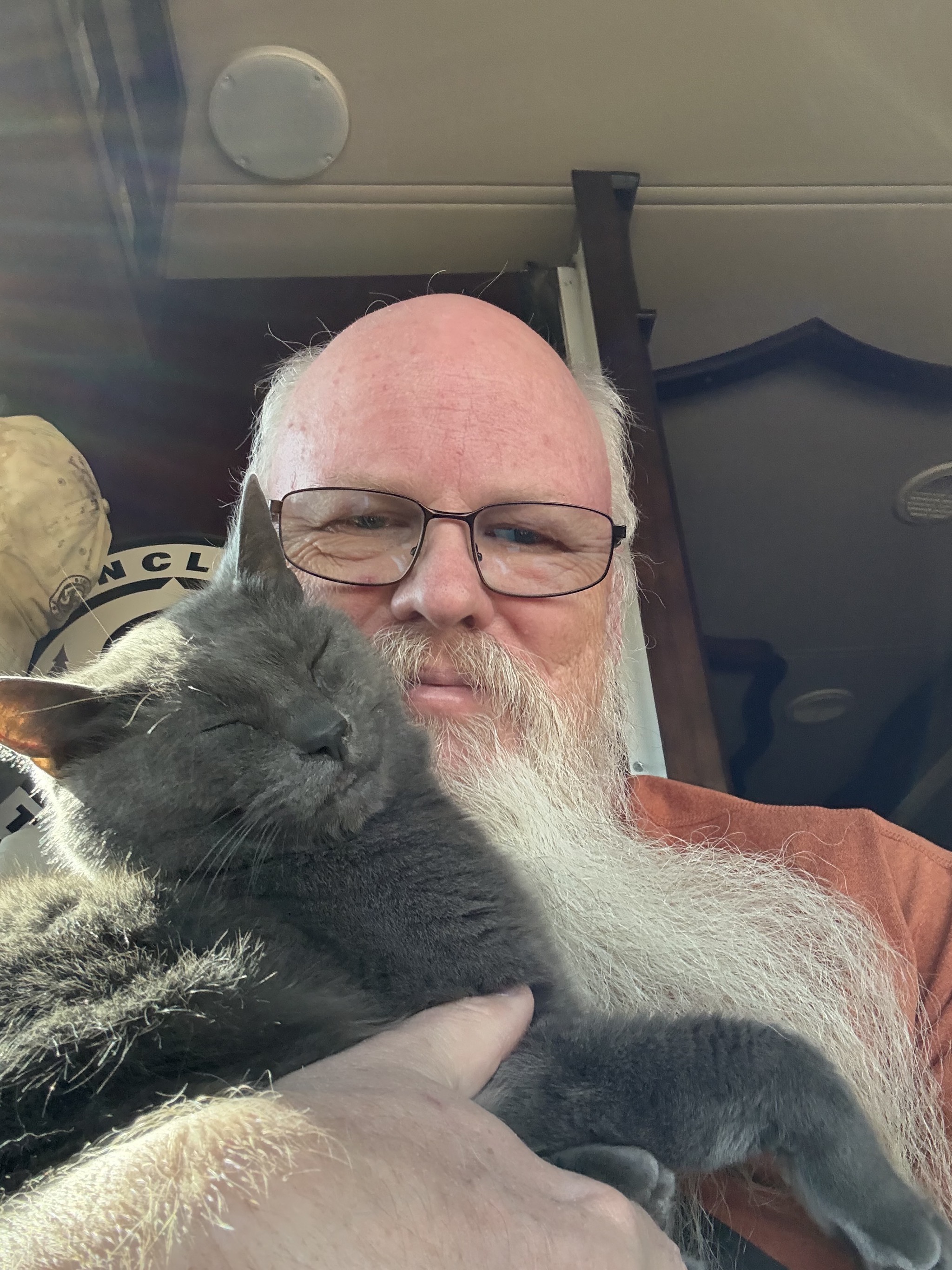 Paladin snuggling with David