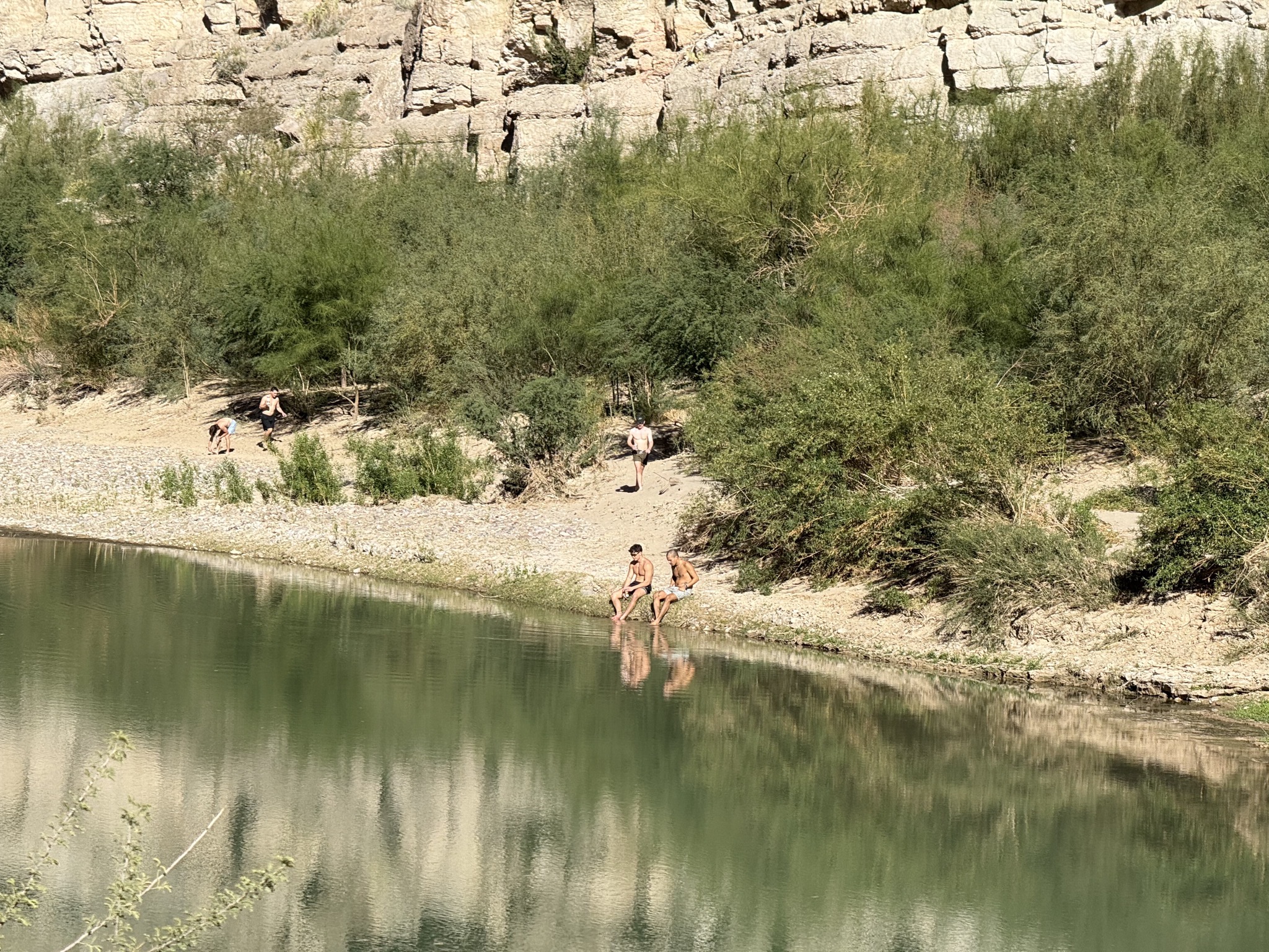 Youngsters on the Mexican side of the river