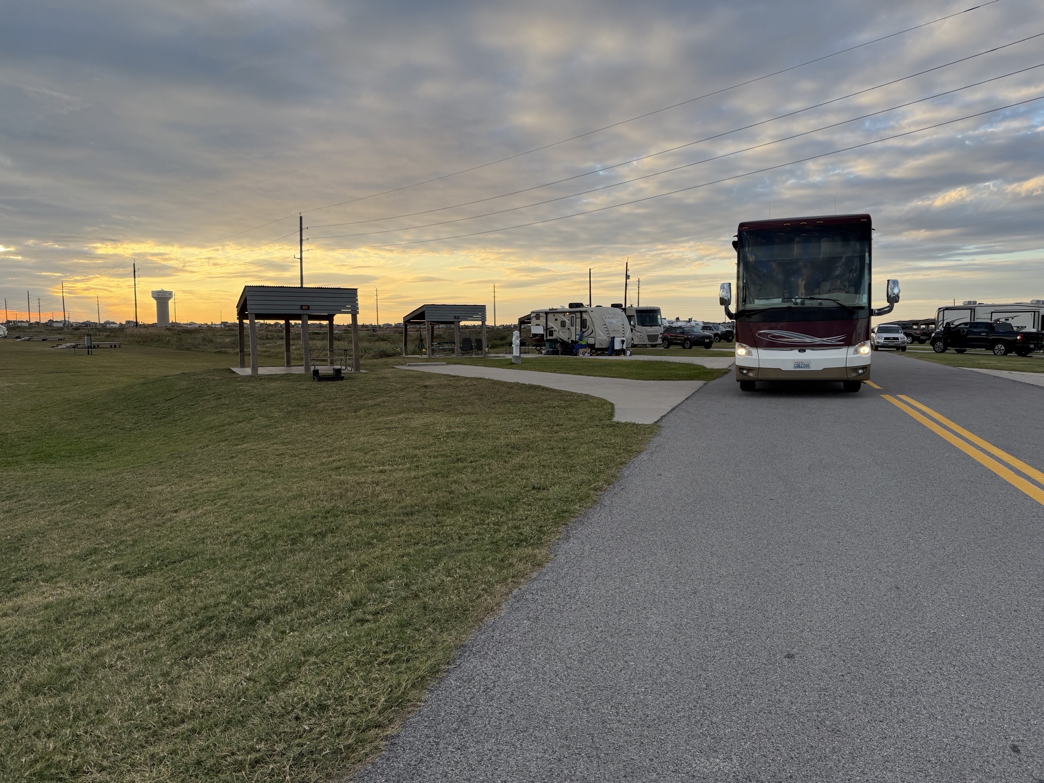 Our coach arriving at our site