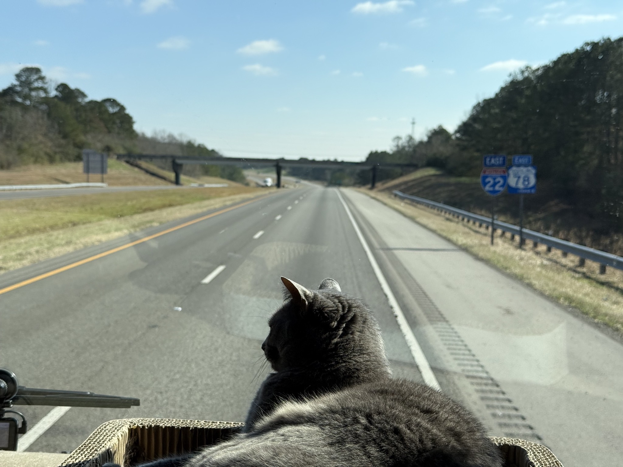 Back on I-22 East, with Paladin on the dash