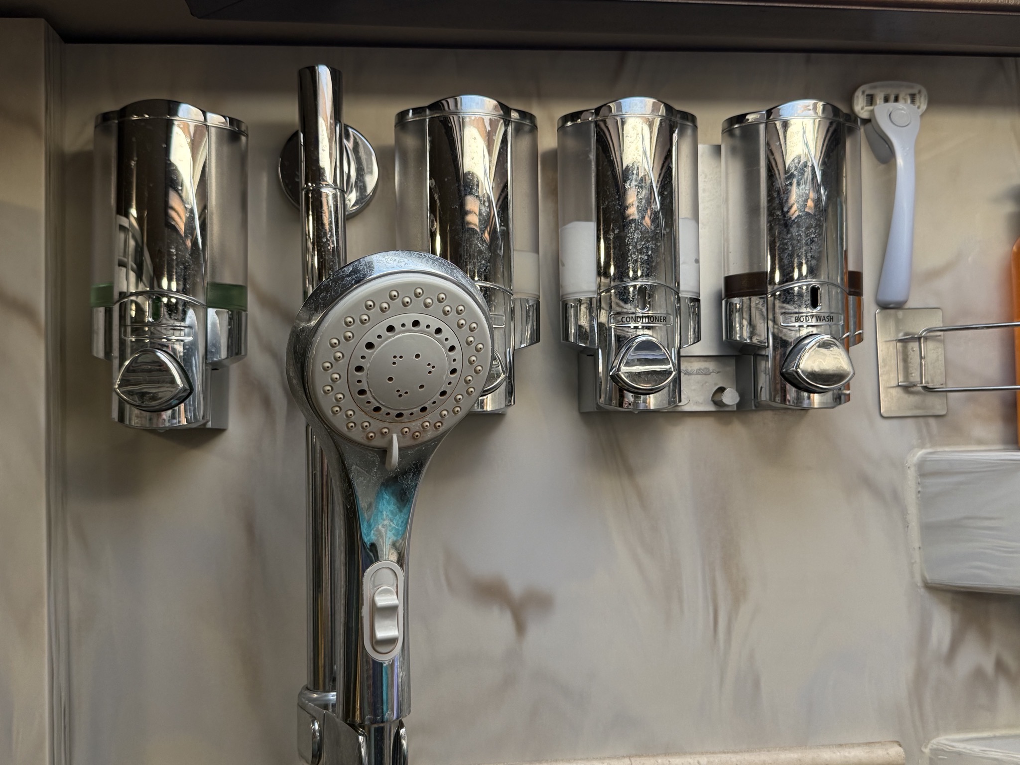 Shower soap dispensers