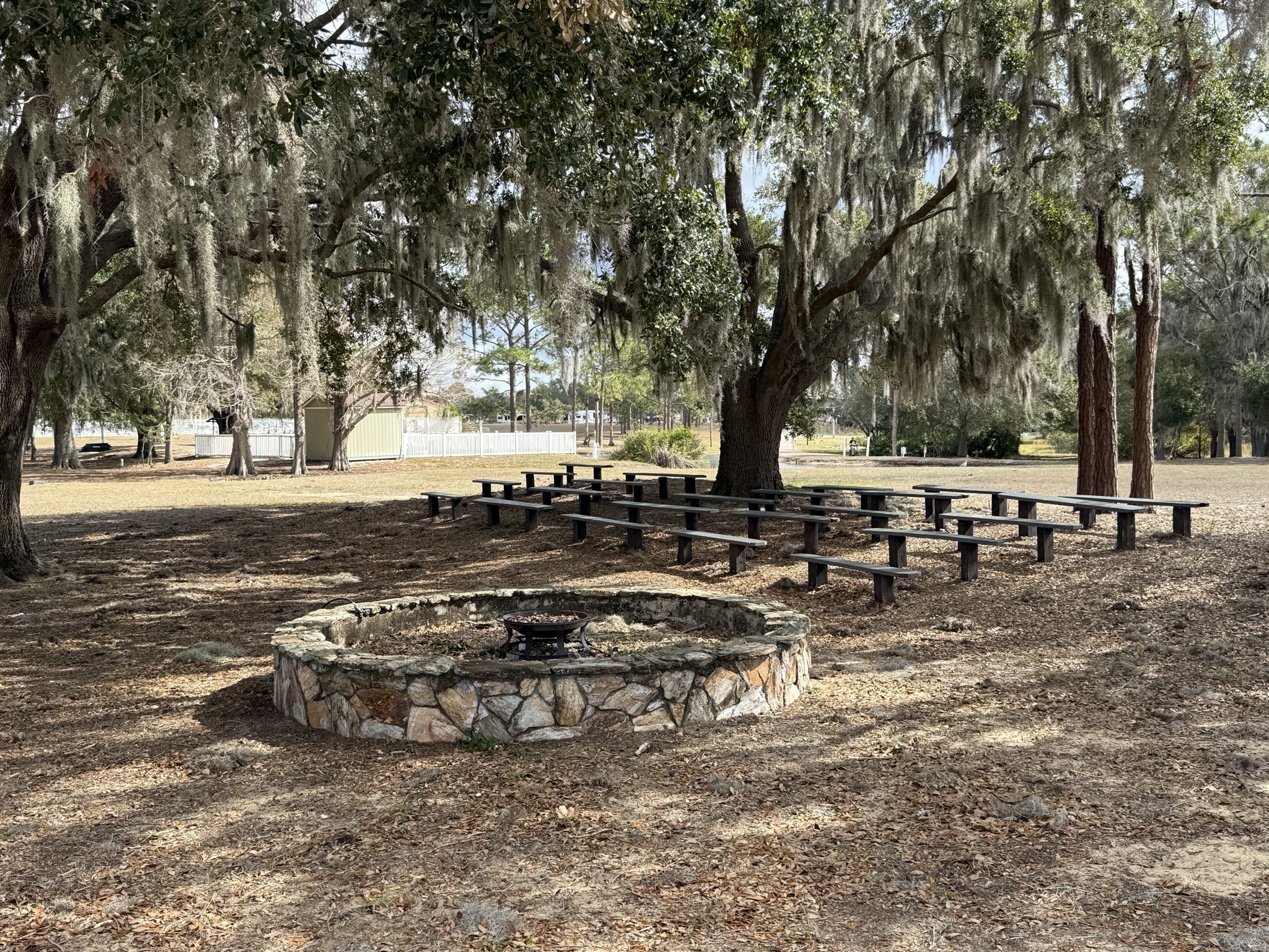 Group fire pit and benches