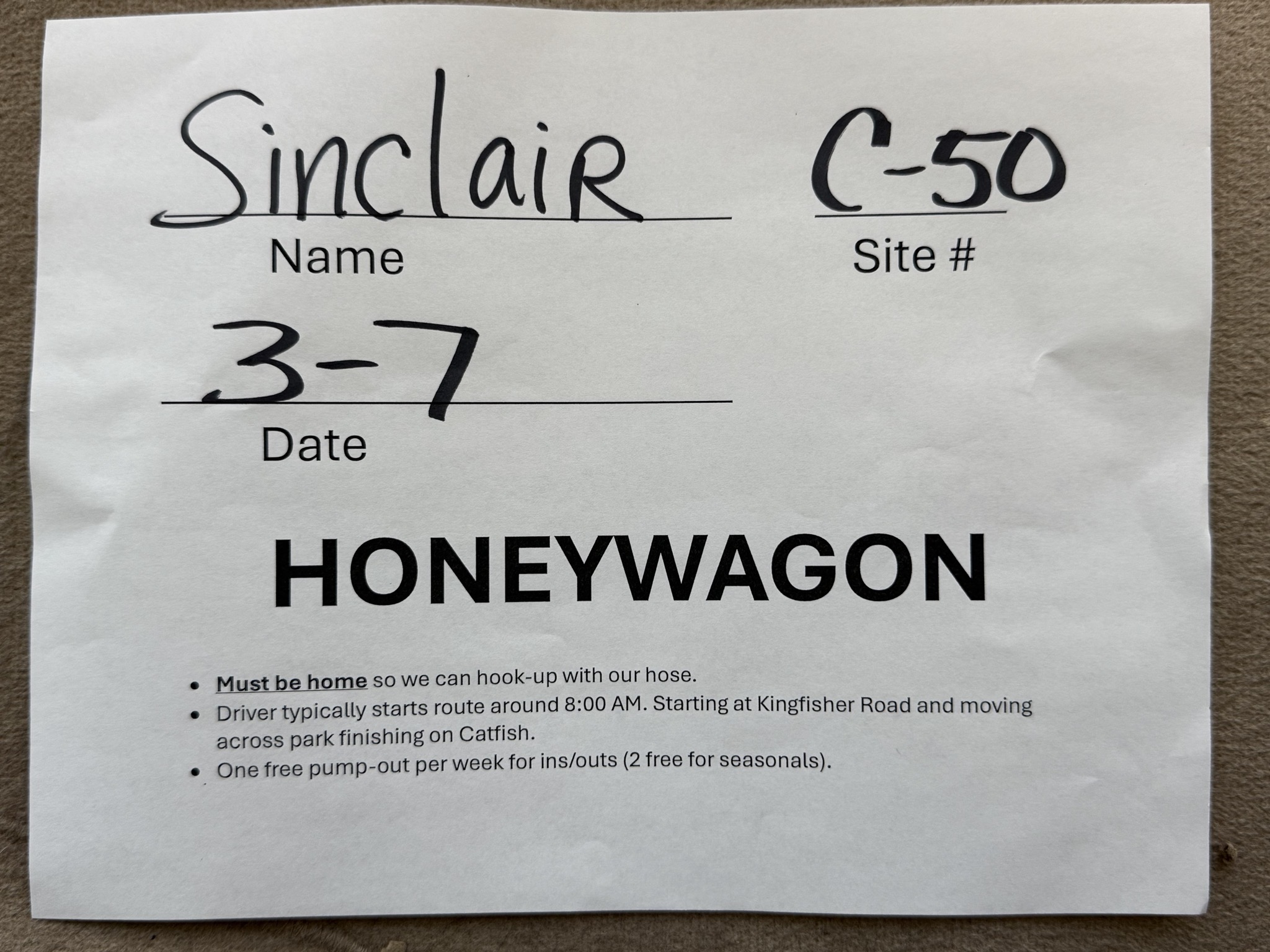 Honeywagon sign
