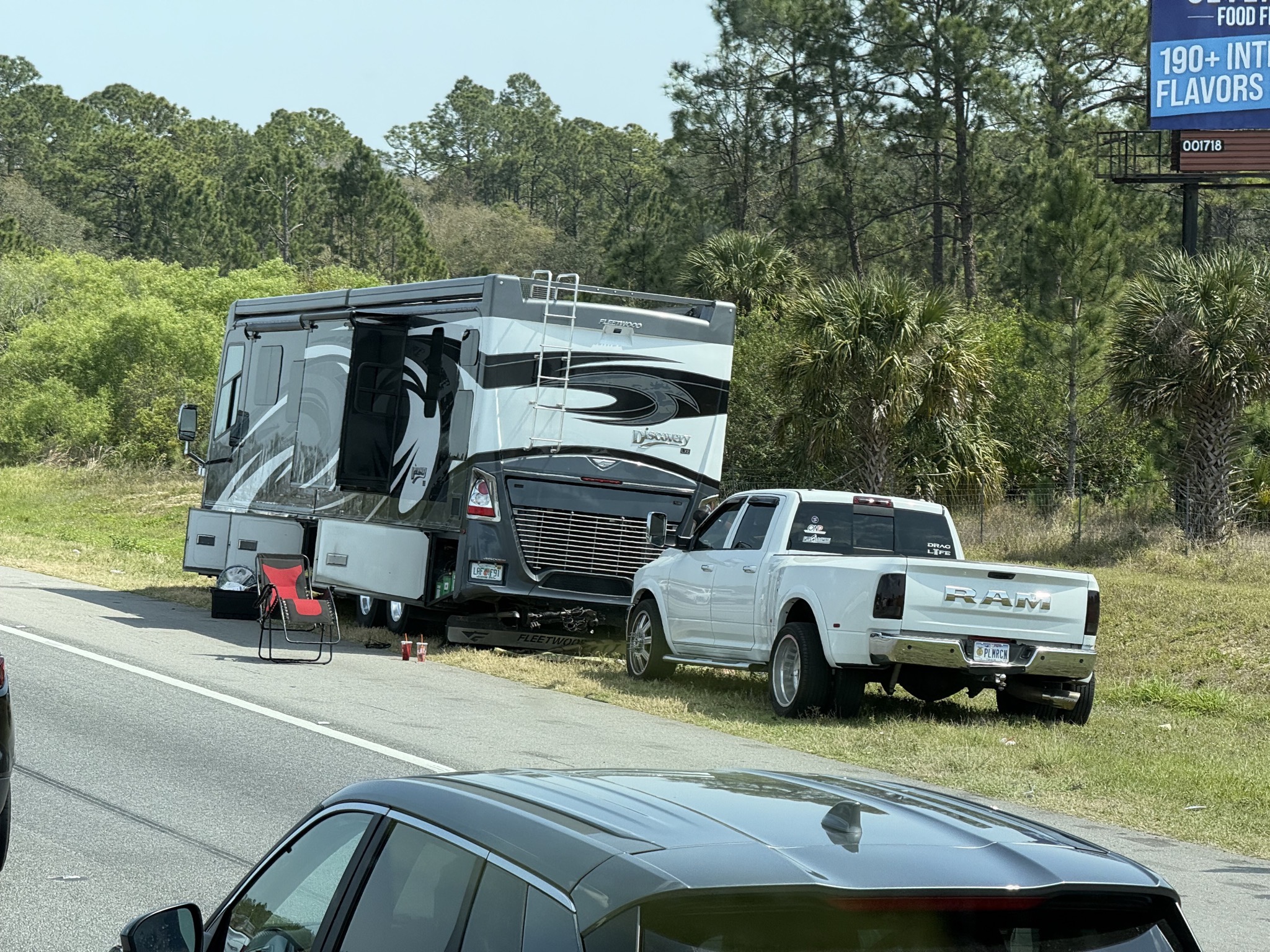 RV on the side of the freeway