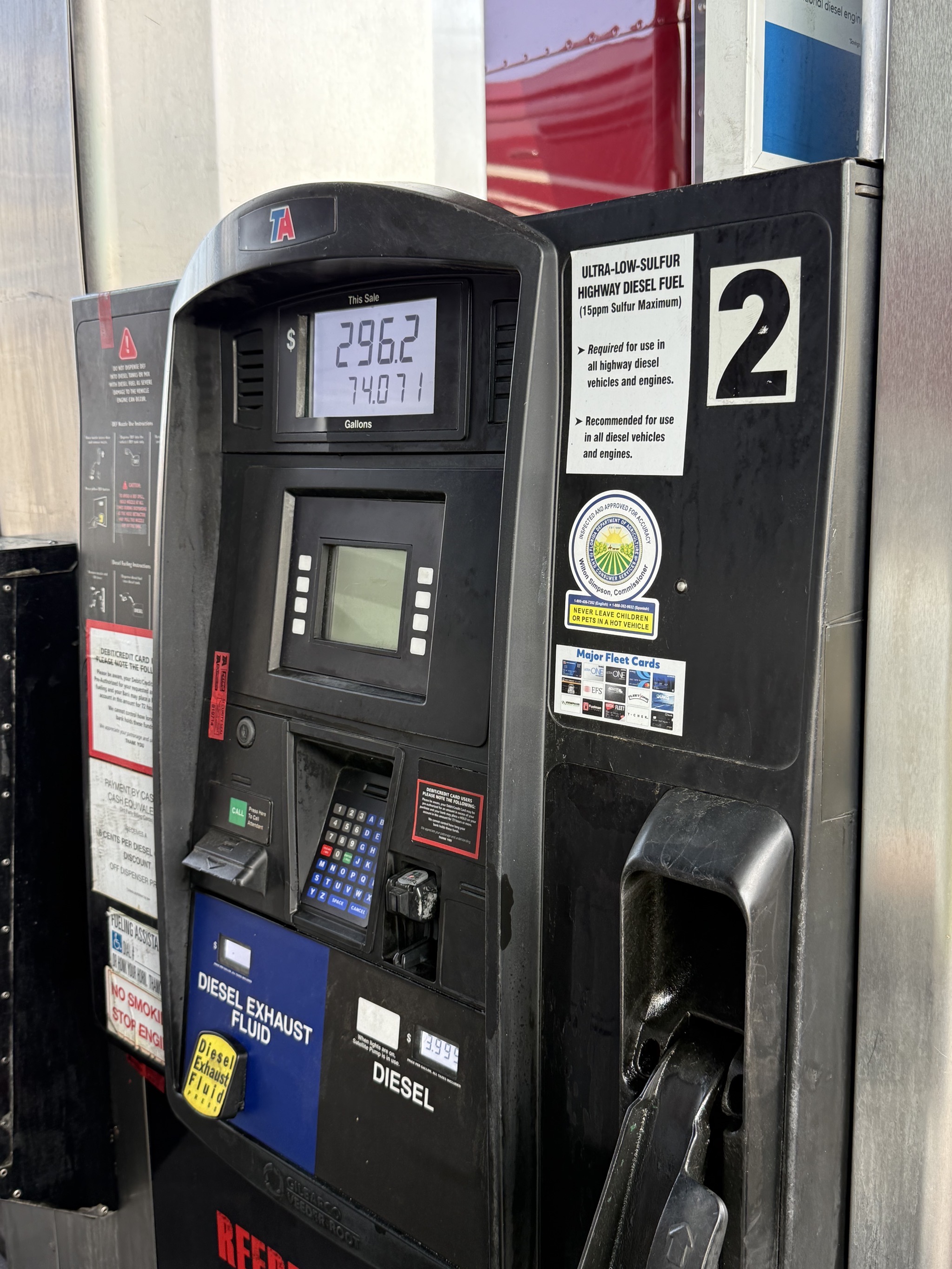 $296.20 of diesel, before our discount