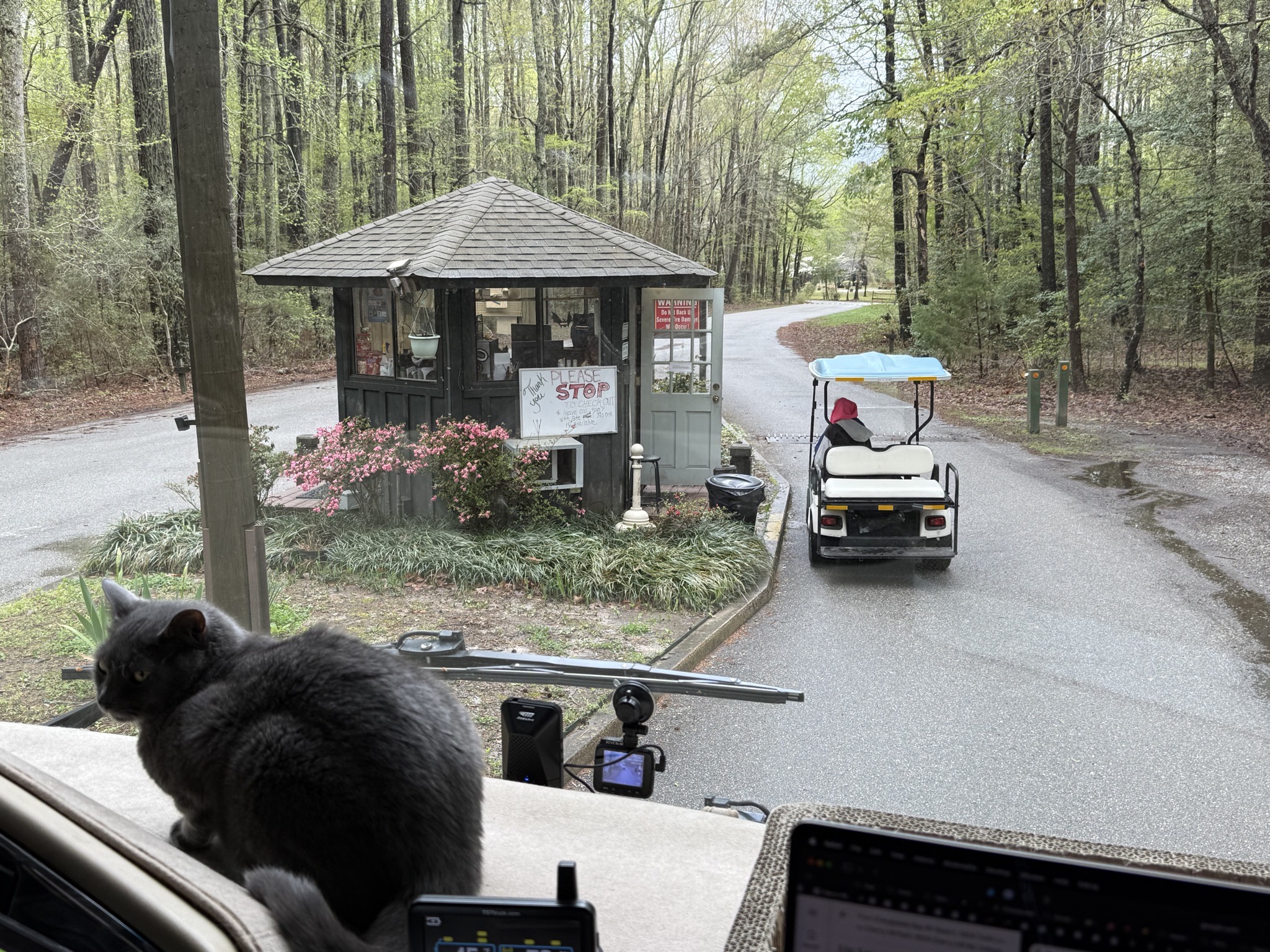 Exiting the campground