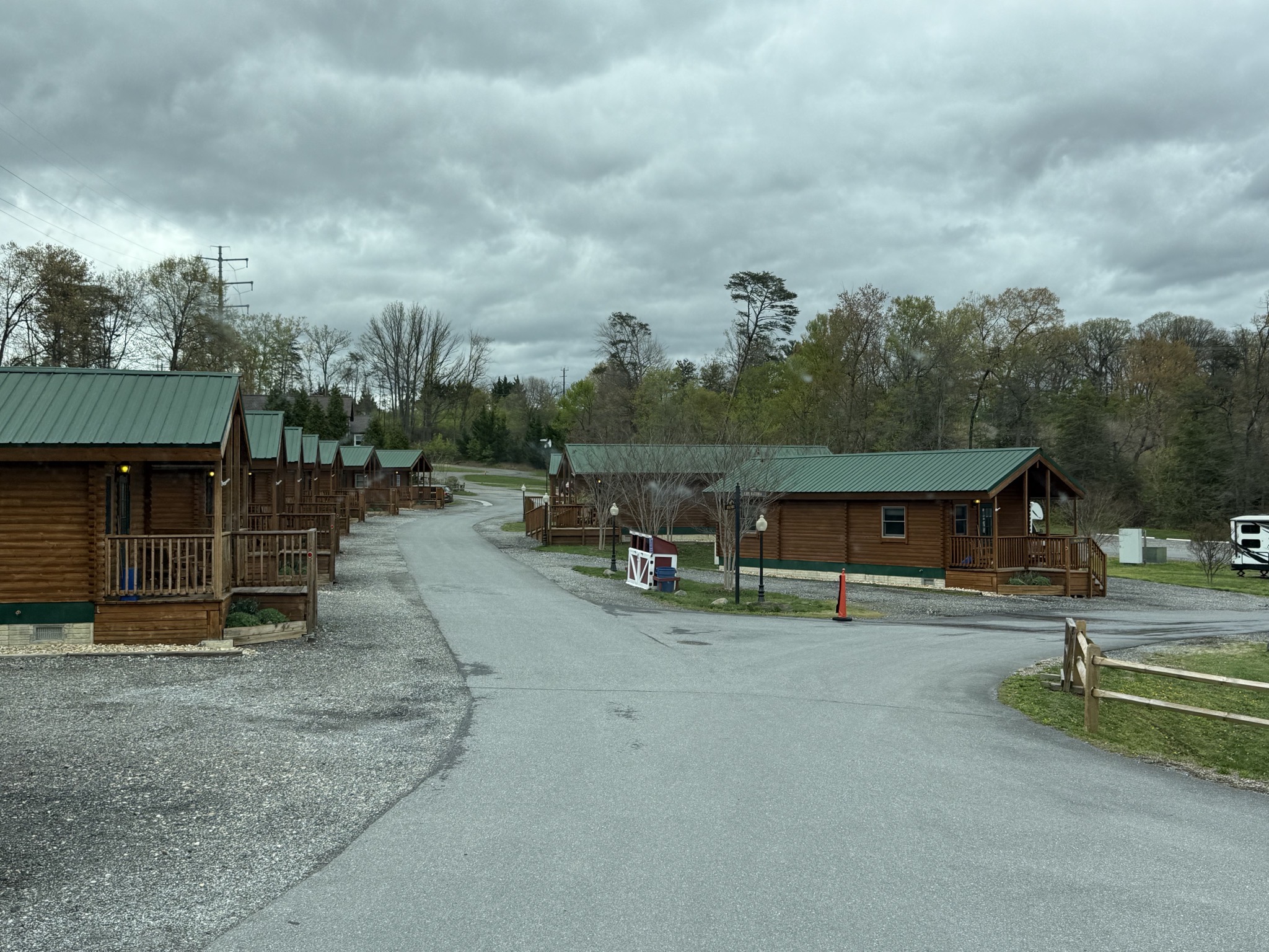 Heading between cabins