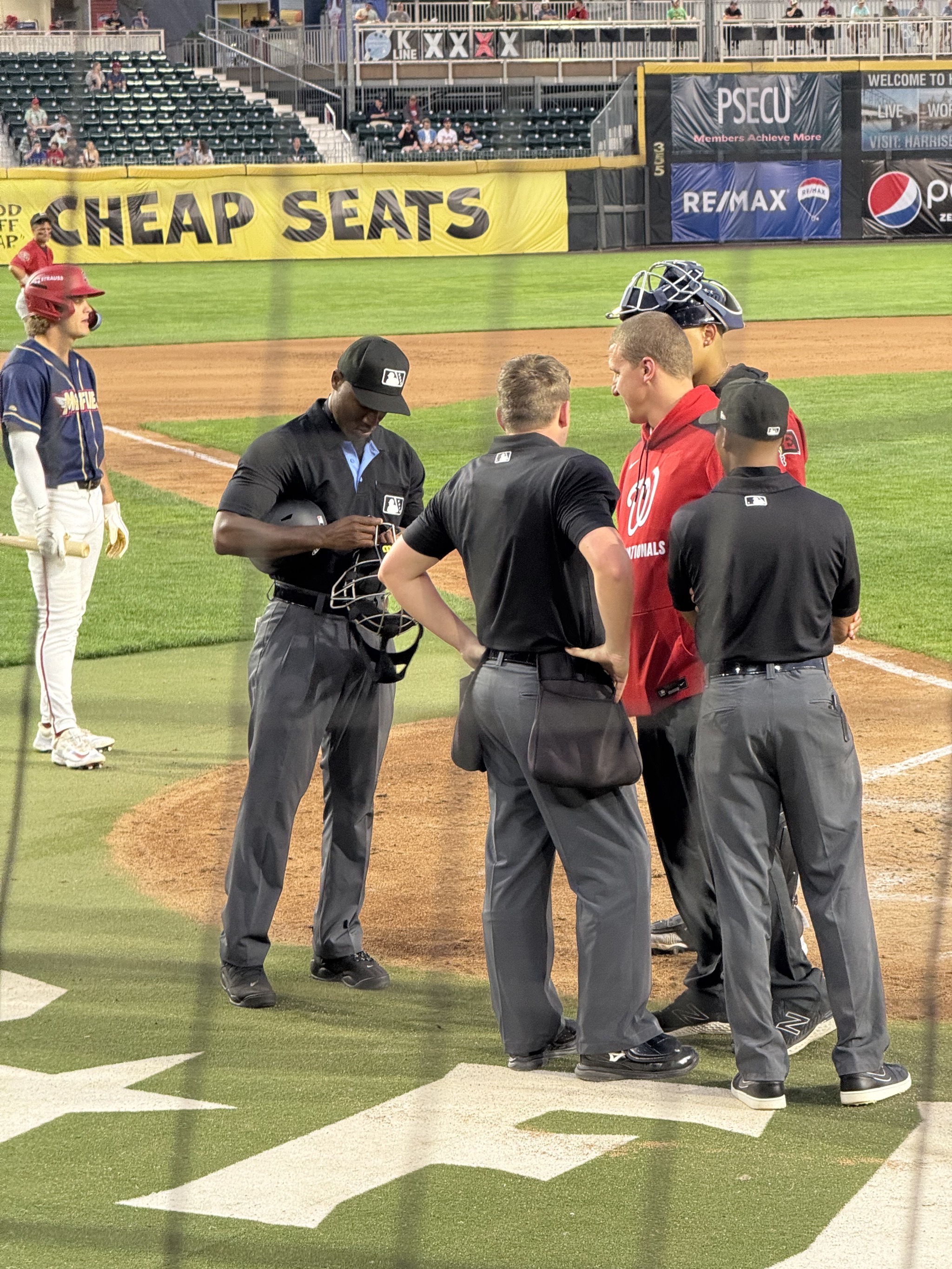 Ball hit the ump's mask