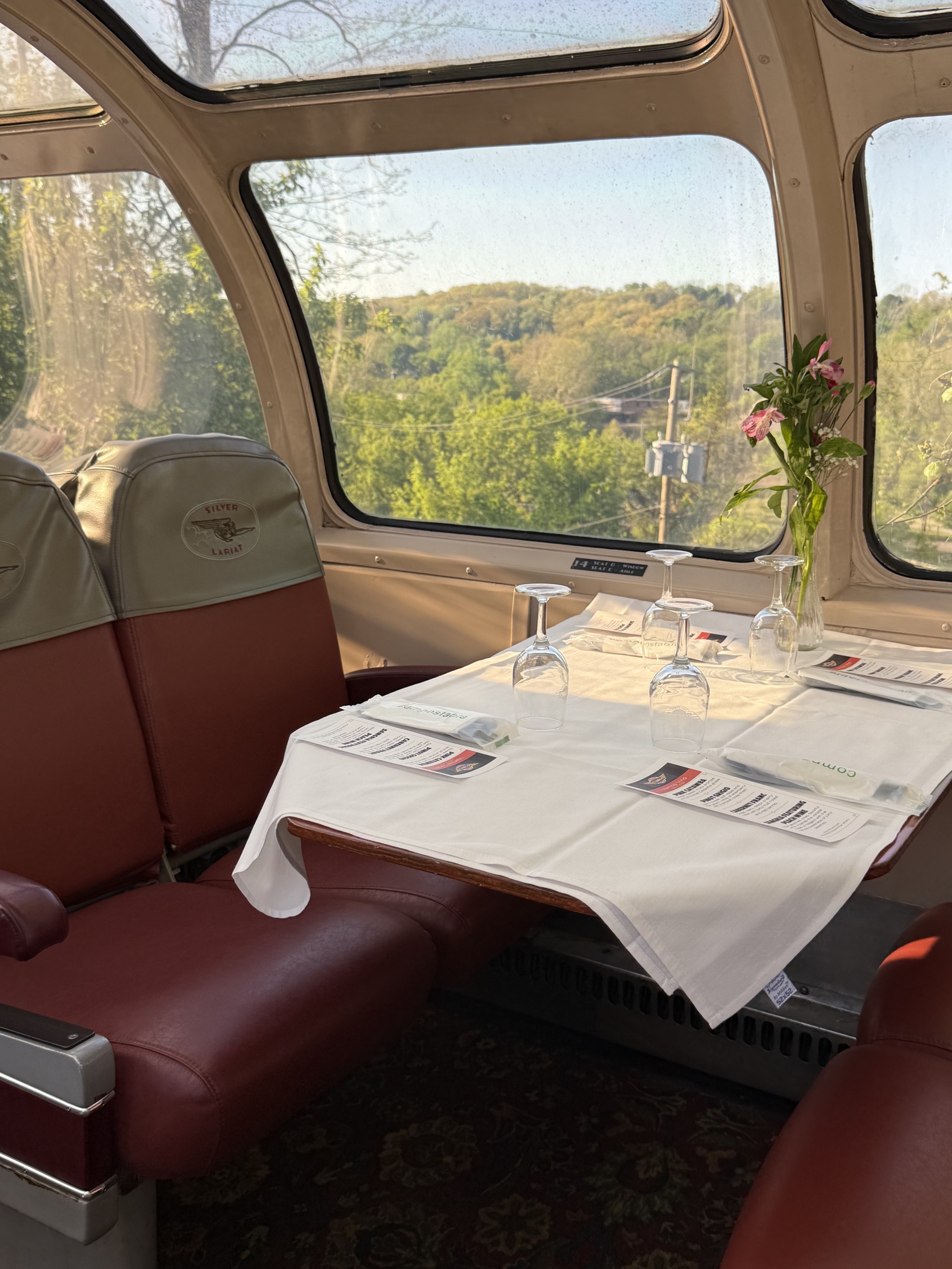 Dome car table and seats