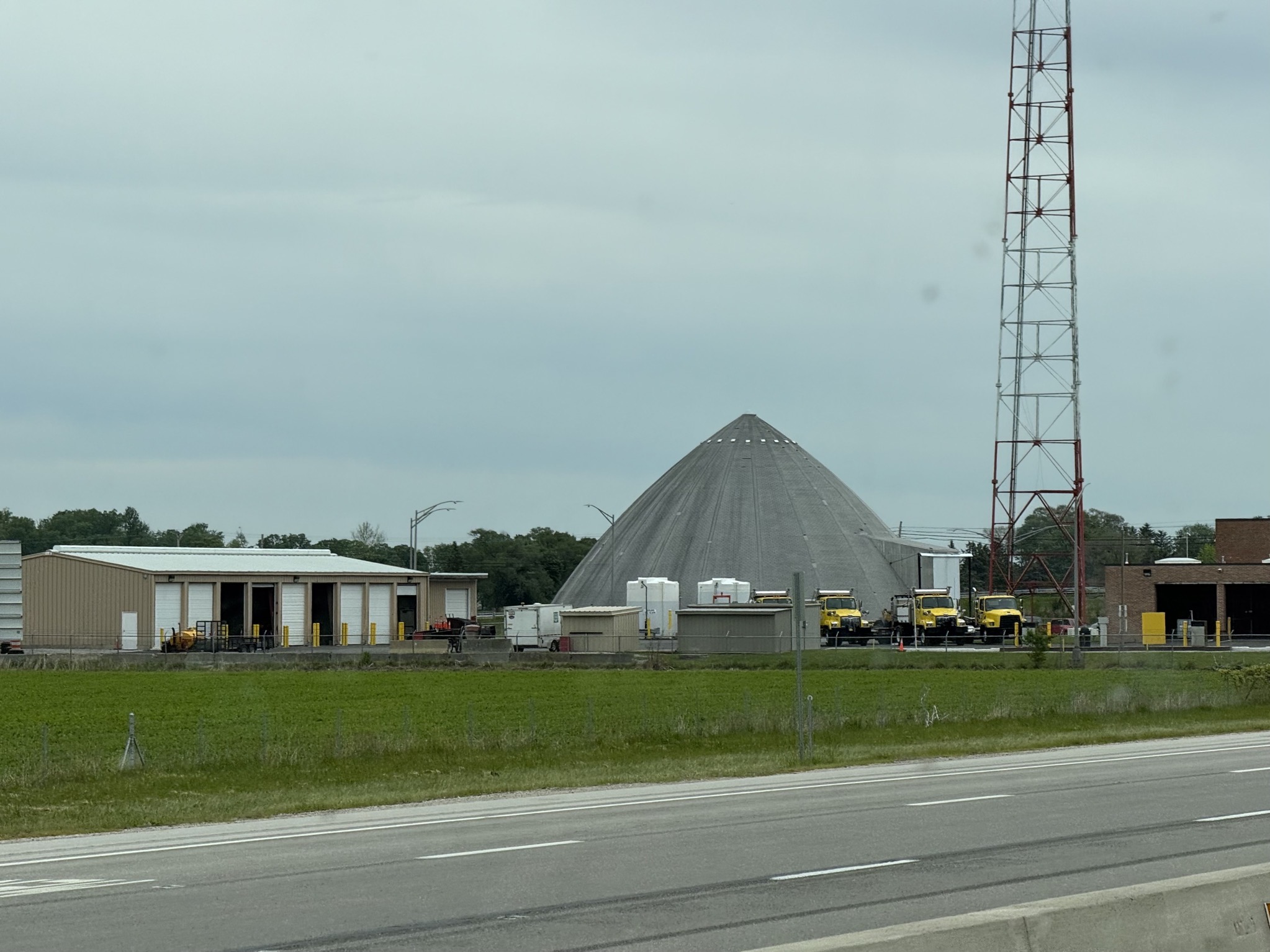 Covered pile in maintenance area, I guess sand for snow