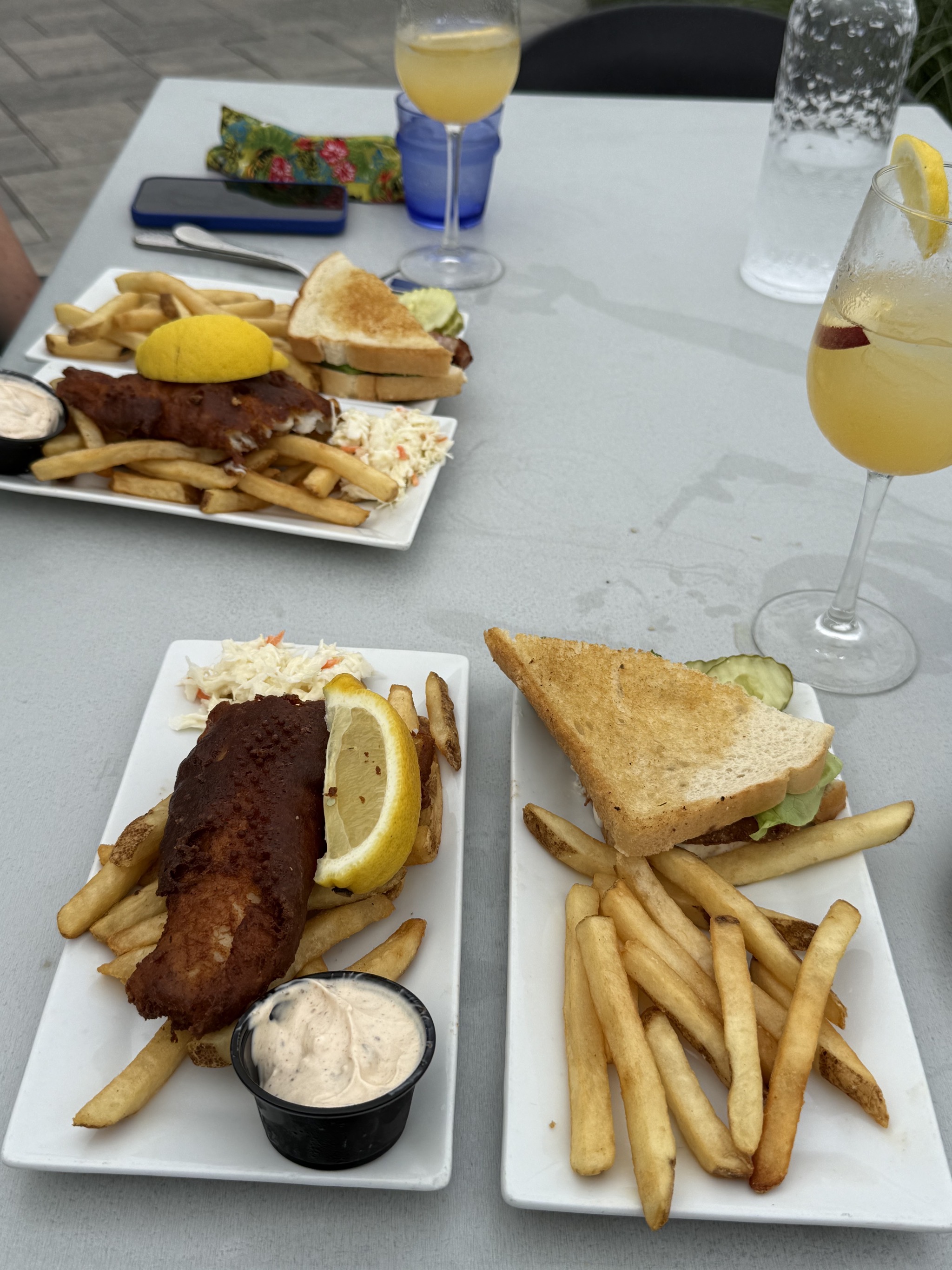 Split fish and chips and BLT