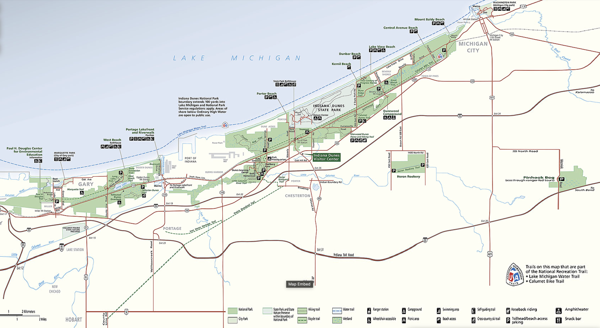 Indiana Dunes map