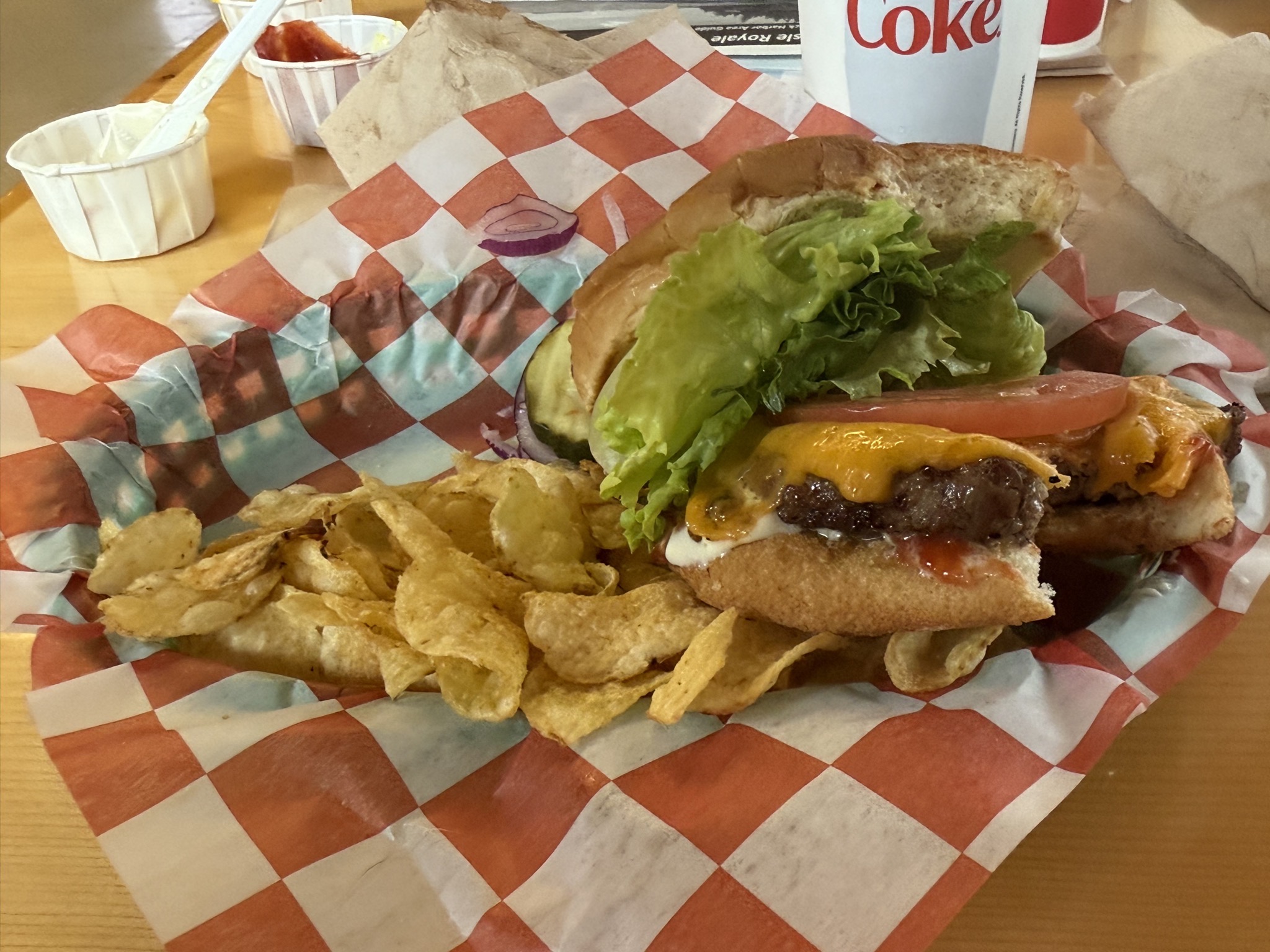 Burger and chips