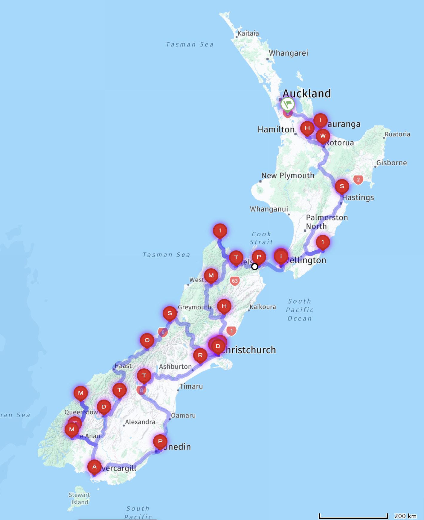 New Zealand route