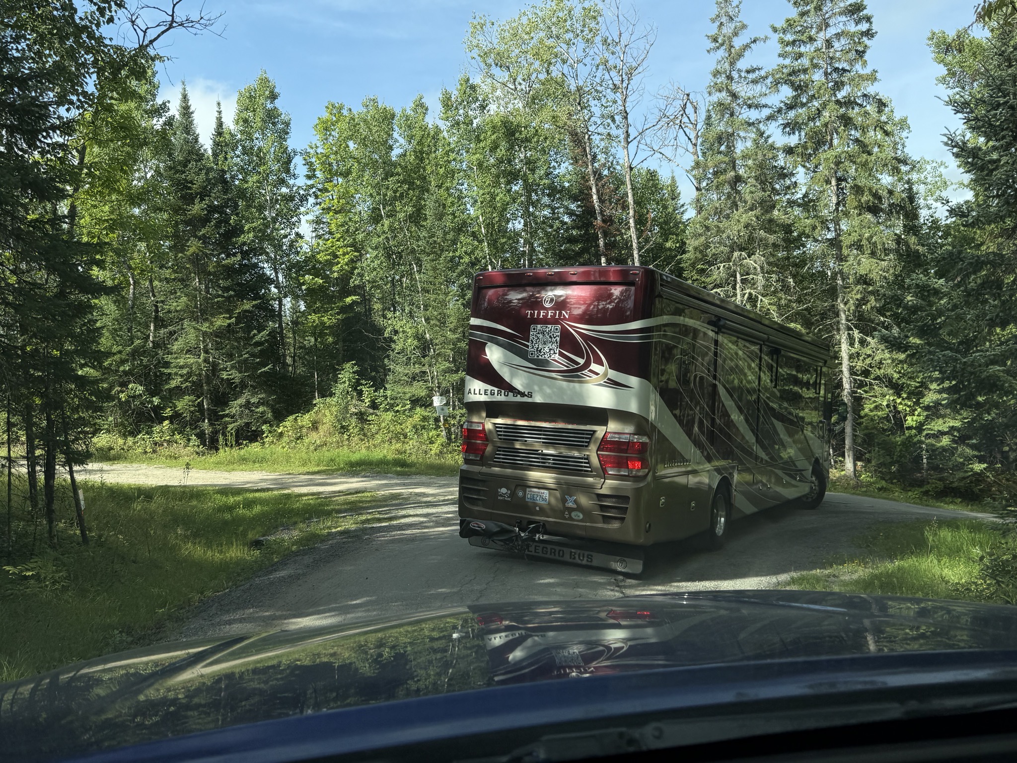 Following the coach down the road